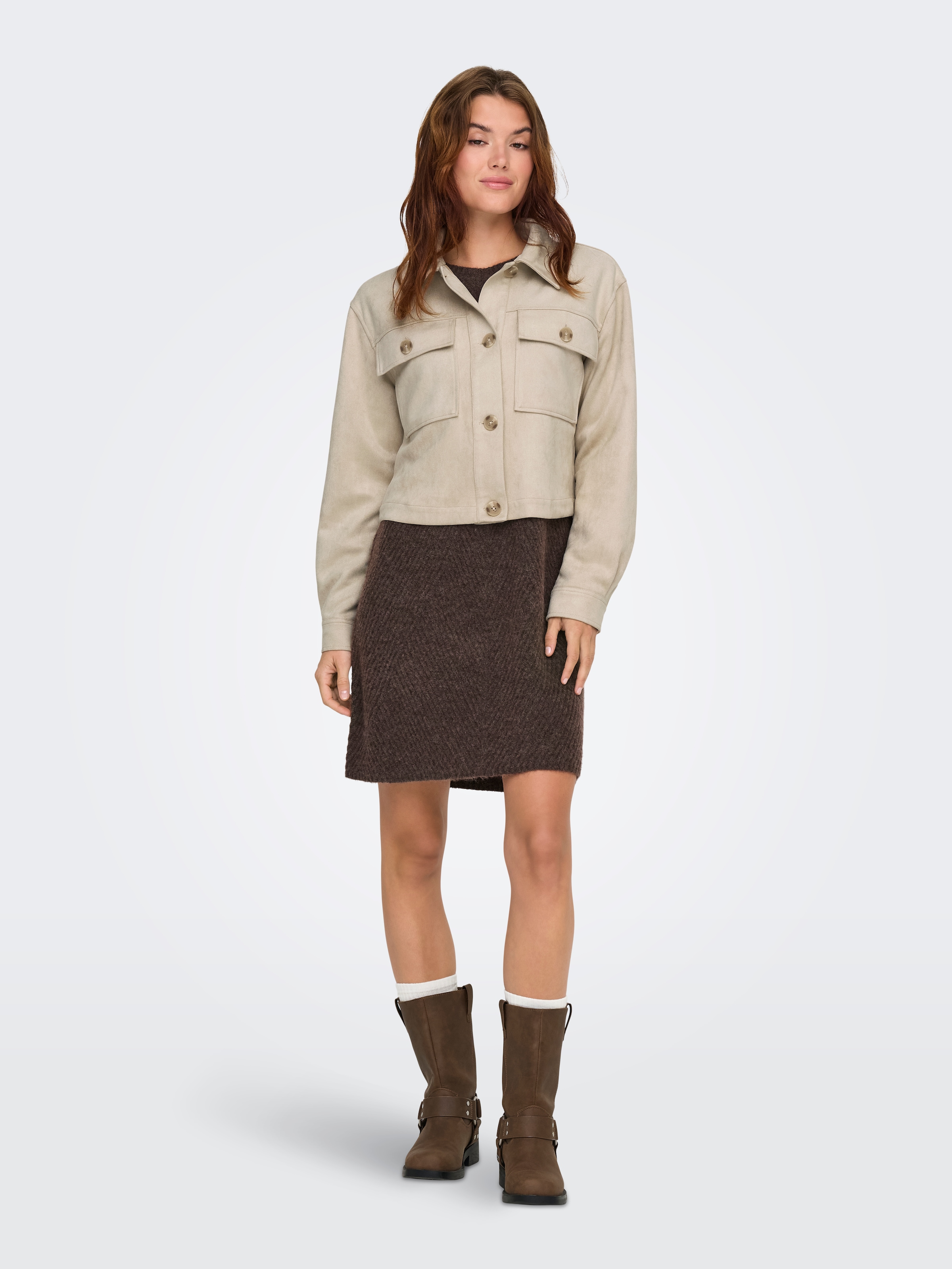 ONLY Kurzjacke »ONLBELICIA LIFE FAUX SUEDE JACKET OTW« aus weichem Wildlederimitat