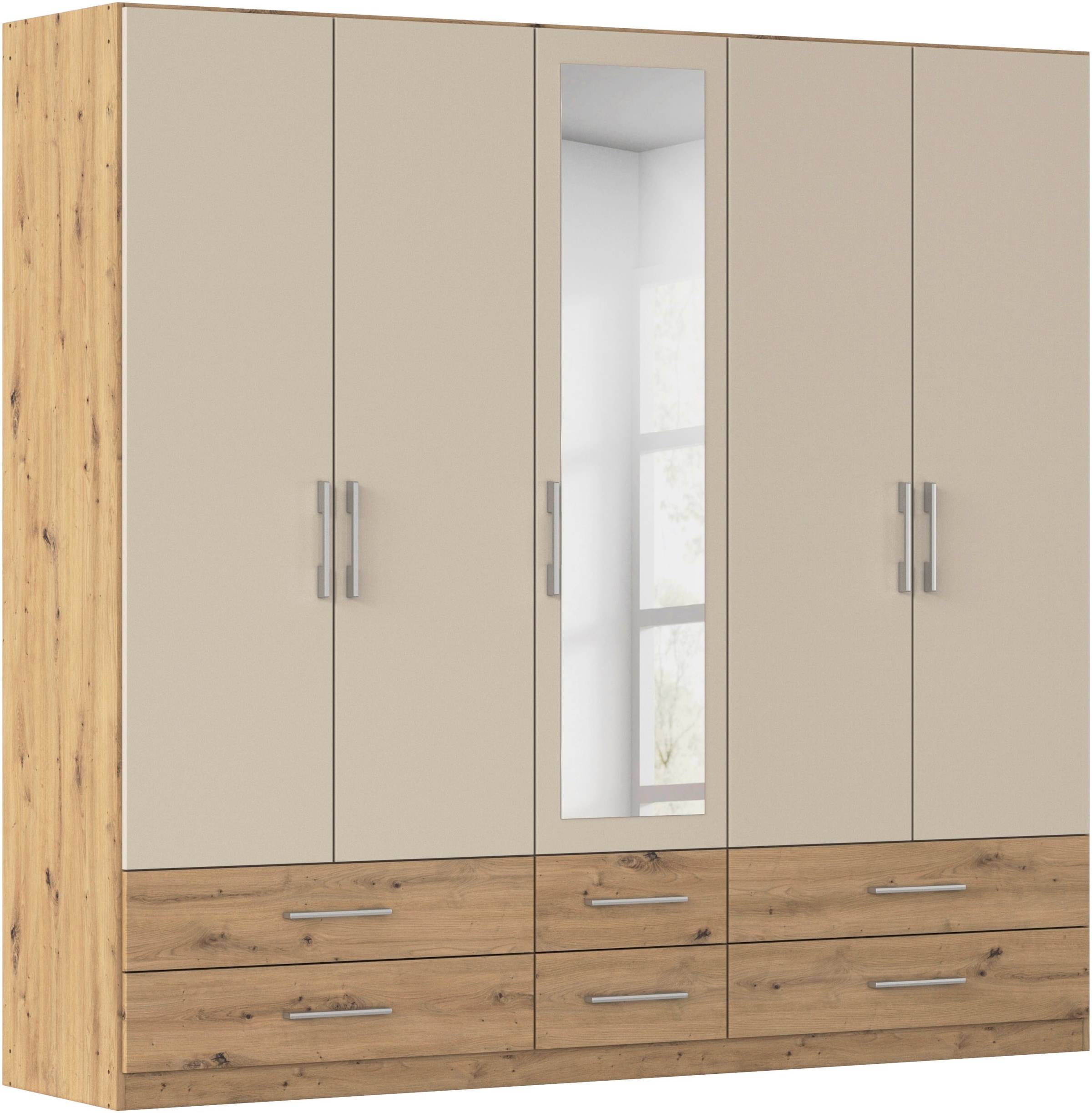 rauch Kleiderschrank "Schrank Garderobenschrank Mehrzweckschrank Schlafzimmer HERSBRUCK" 3 verschiedene Ausstattungen BASIC/CLASSIC/PREMIUM (inkl. SOFT-CLOSE), mit großzügigen Schubladen sowie Spiegeltüren MADE IN GERMANY