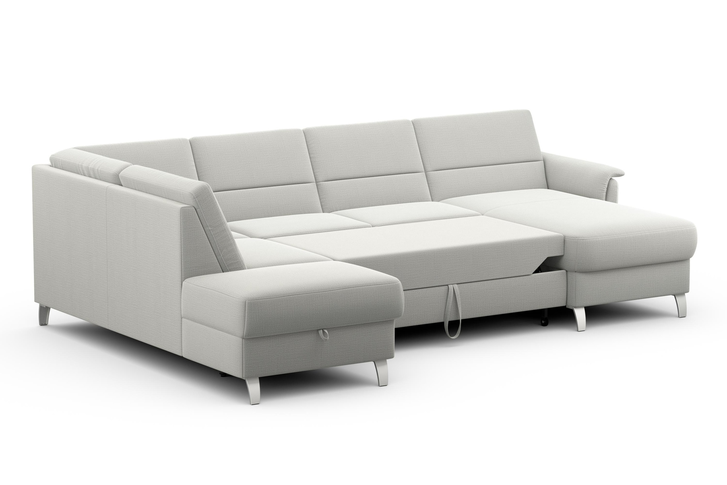 Wohnlandschaft SIT & MORE "Palmera U-Form, B: 308 cm", silber, B:308cm H:89cm T:212cm, 100% Polyester, Sofas, Wohnlandschaft, optional Bettfunktion & Bettkasten, Federkern 6