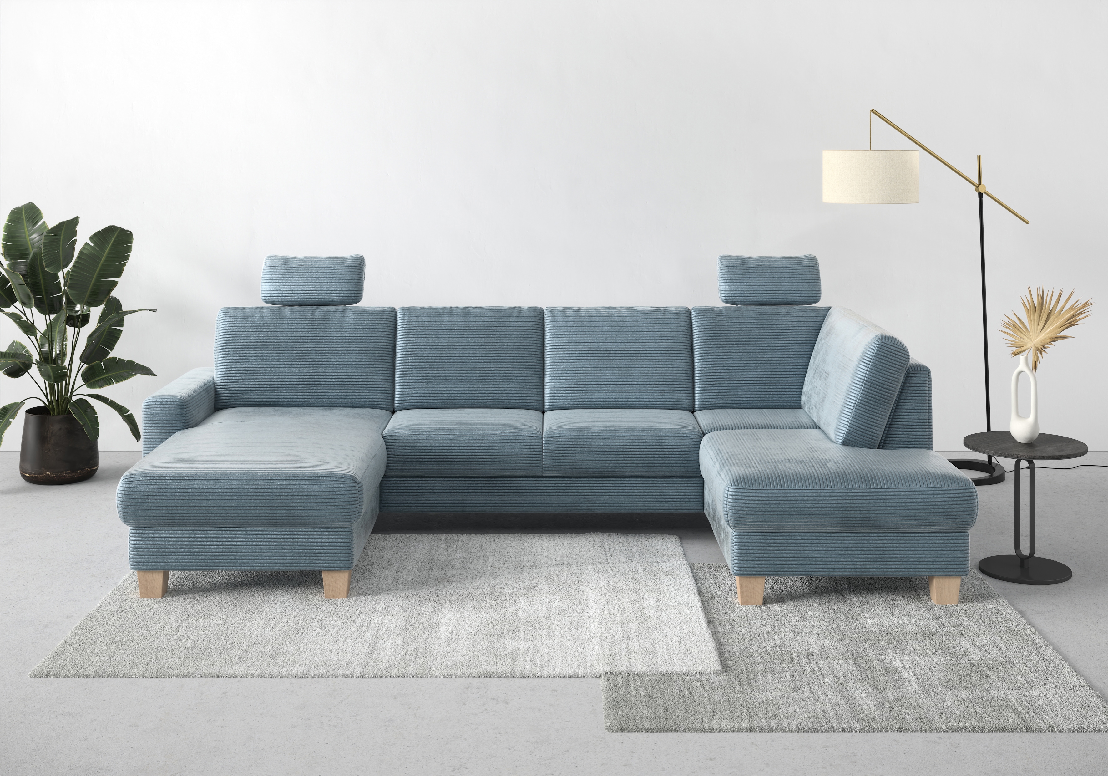OTTO home Wohnlandschaft "Summer U-Form" mit oder ohne Schlaffunktion und Bettkasten, Cord-Bezug