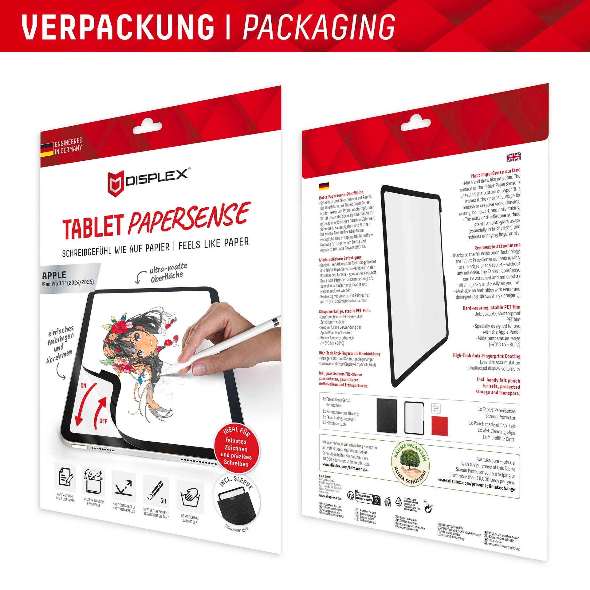Displex Displayschutzglas »Tablet PaperSense« für Apple iPad Pro 11 2024;Apple iPad Pro 11 2025 Schutzfolie, Bildschirmschutz, wiederablösbar
