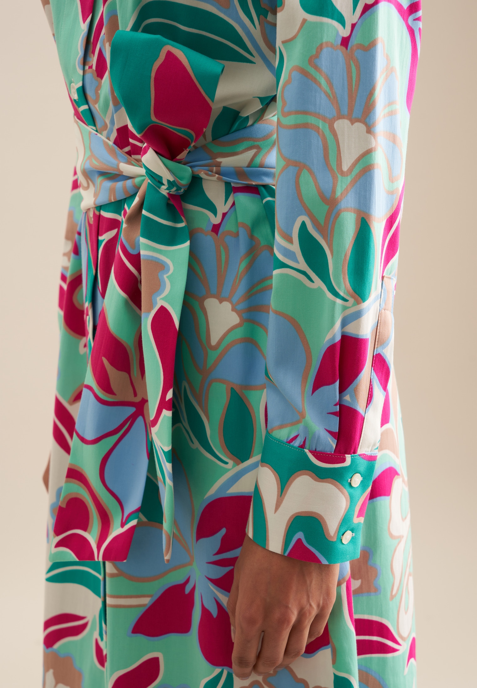 seidensticker Sommerkleid »Schwarze Rose«, Langarm Kragen Floral