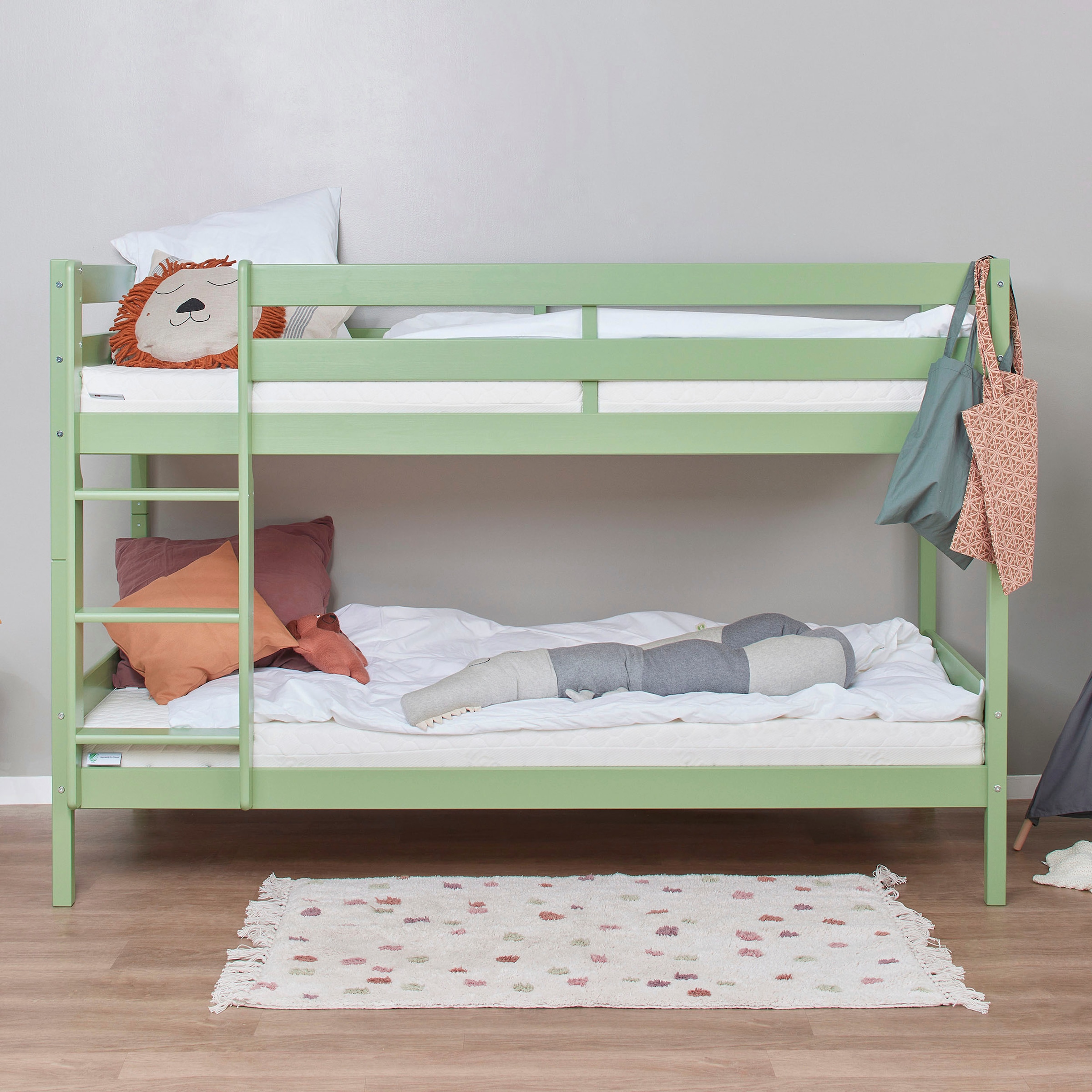 Hoppekids Etagenbett »ECO Comfort Kinderbett 90x200 oder 70x160 aus Massivholz in 4 Farben«, TÜV, FSC und Nordisches Umweltzeichen – wahlweise mit Matratzen