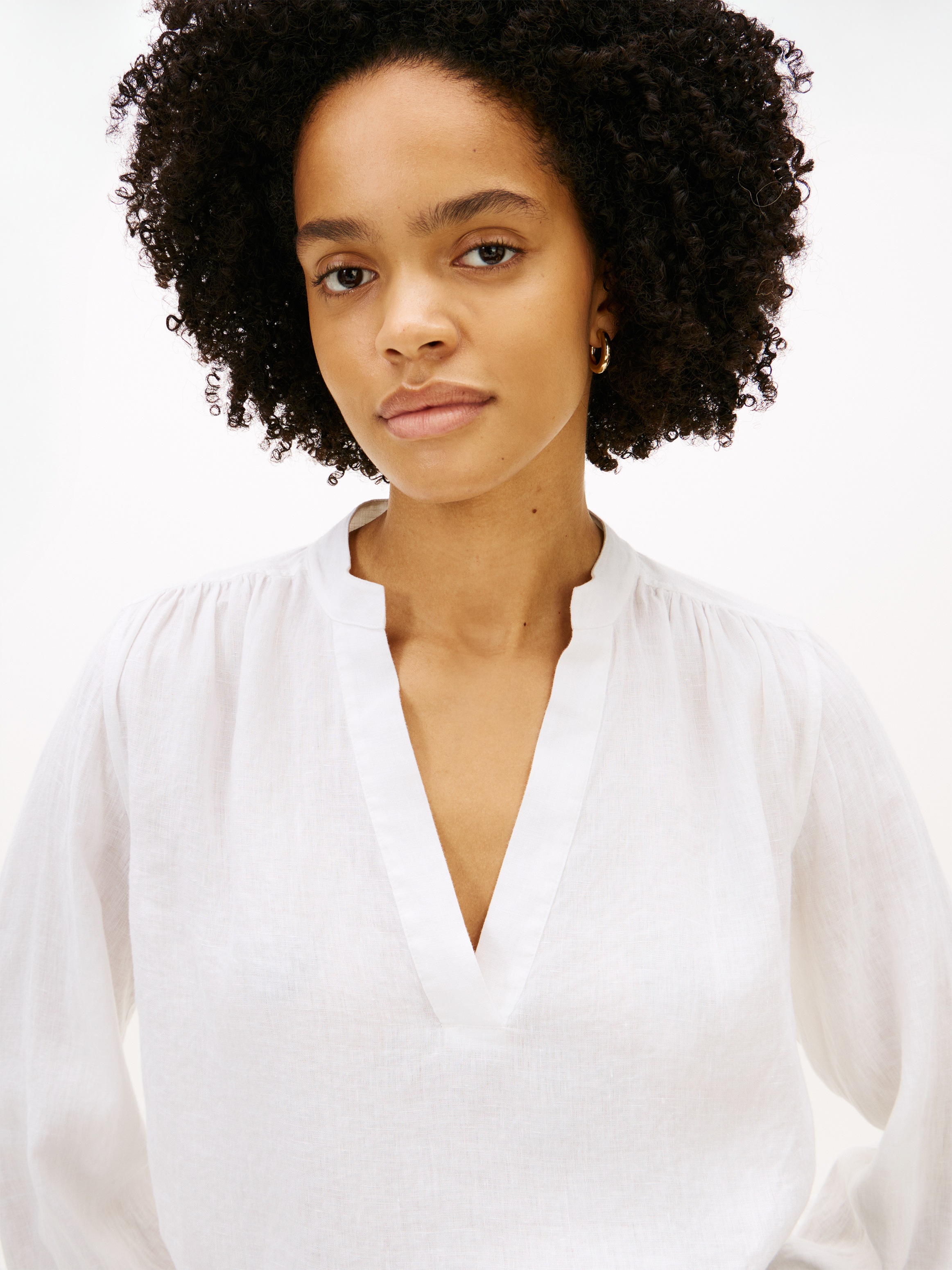 Tommy Hilfiger Langarmbluse "ESSENTIAL LINEN V-NECK LONGSLEEVE BLOUSE" mit günstig online kaufen