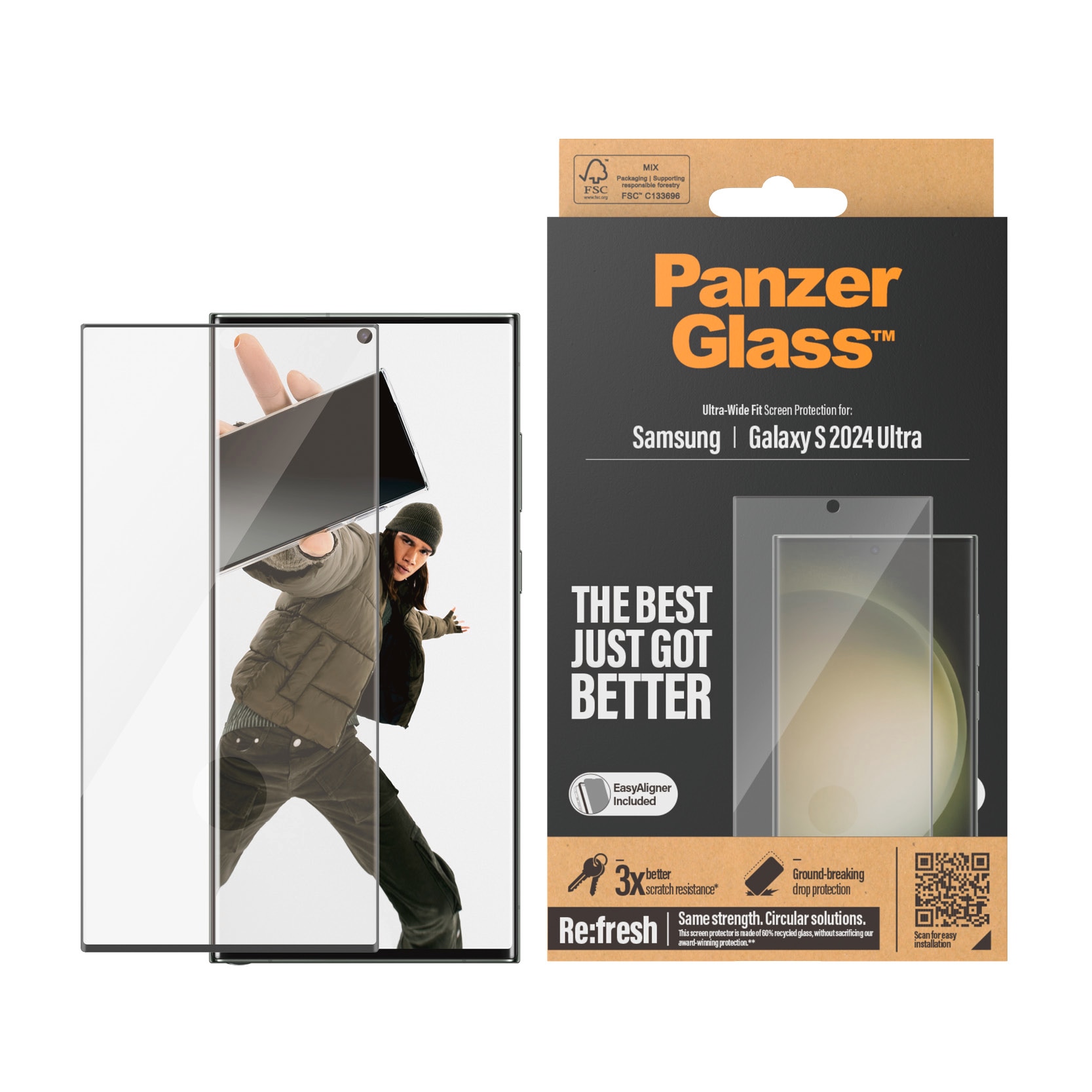 PanzerGlass Displayschutzglas »Ultra Wide Fit Screen Protector«, für Samsung Galaxy S24 Ultra,...