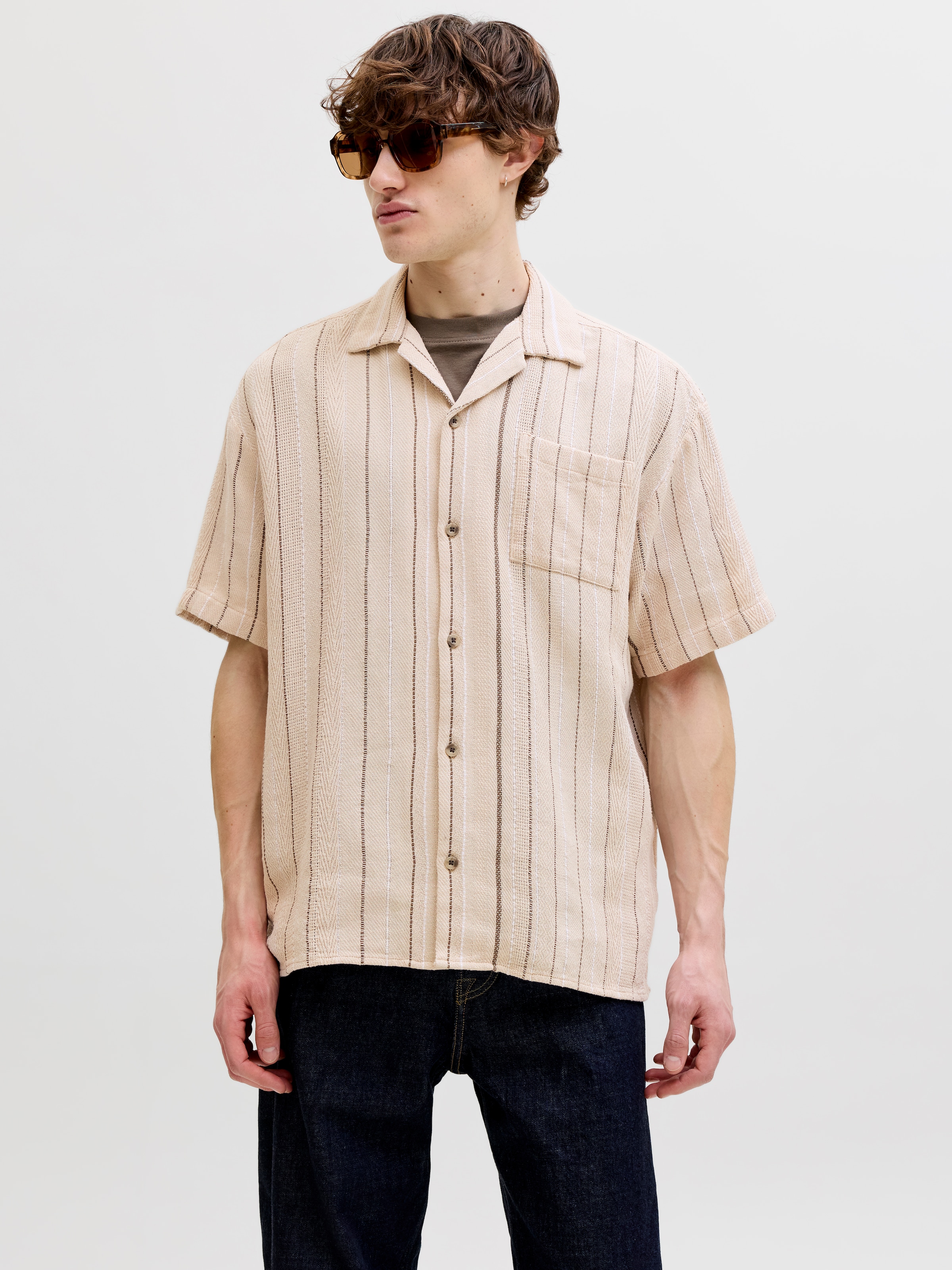 Jack & Jones Kurzarmhemd "JJEBRADLEY STRIPED RESORT SHIRT SS LN" Baumwolle, günstig online kaufen