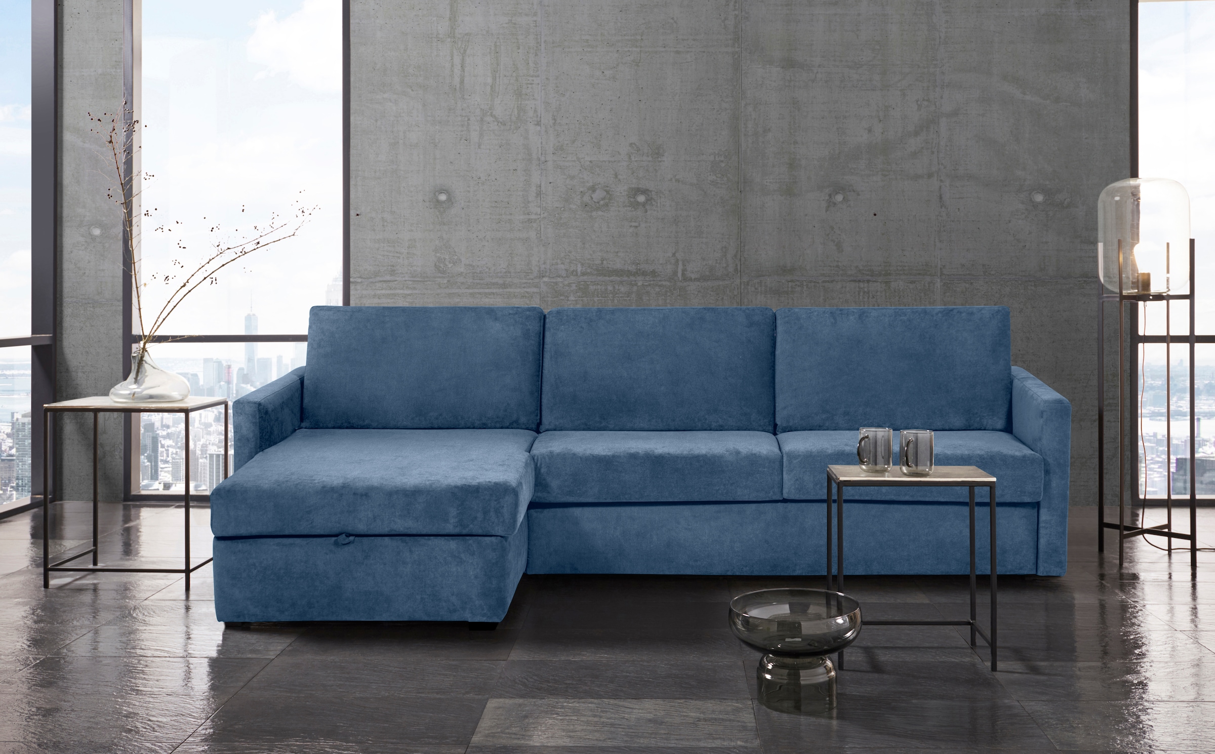 Places of Style Schlafsofa "GOLDPOINT Ecksofa 264 cm, Liegefläche (140/200cm), L-Form,", Bettfunktion, Bonell-Federkernm