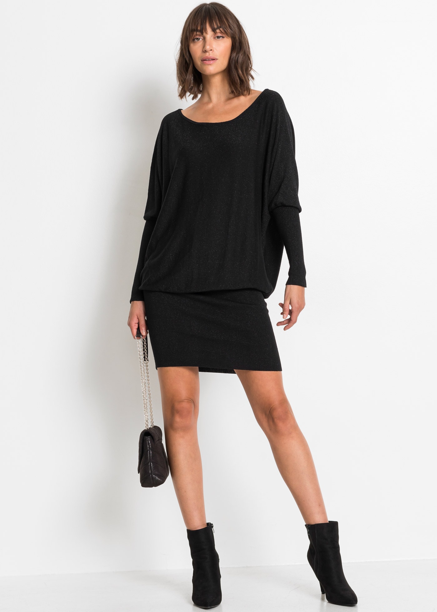 bonprix Strickkleid Strickkleid aus fließendem Viskose-Mix