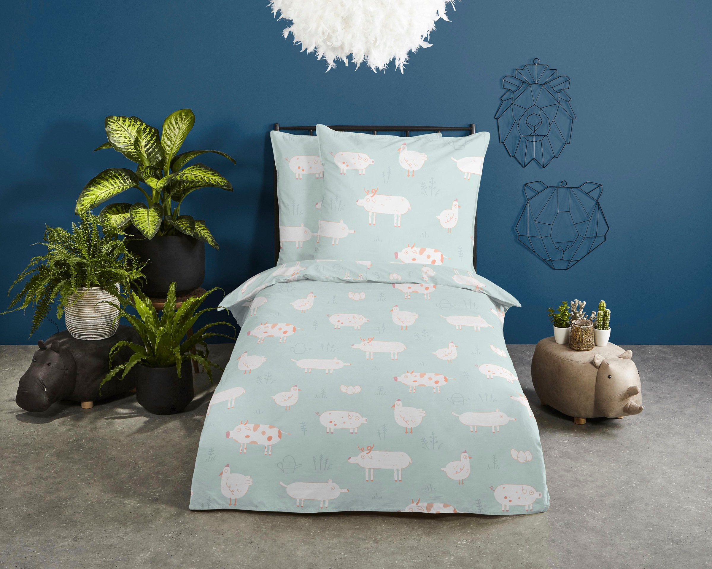 good morning Kinderbettwäsche "Pettingzoo" 2 Stk. tlg. 100% Baumwolle, 135x günstig online kaufen
