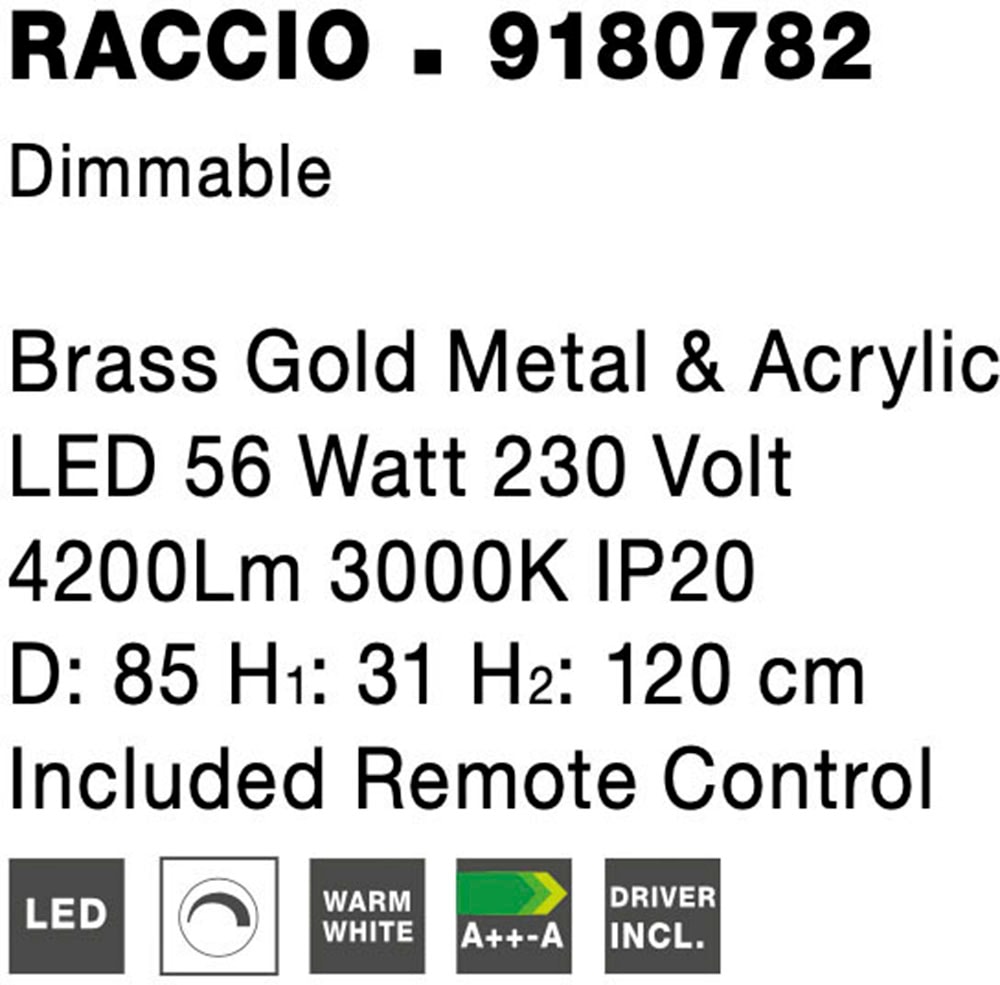 Nova Luce LED-Hängeleuchte »RACCIO«, 12 flammig, Leuchtmittel LED-Modul | LED fest integriert, Mit Leuchtmittel; Fernbedienung; Dimmbar