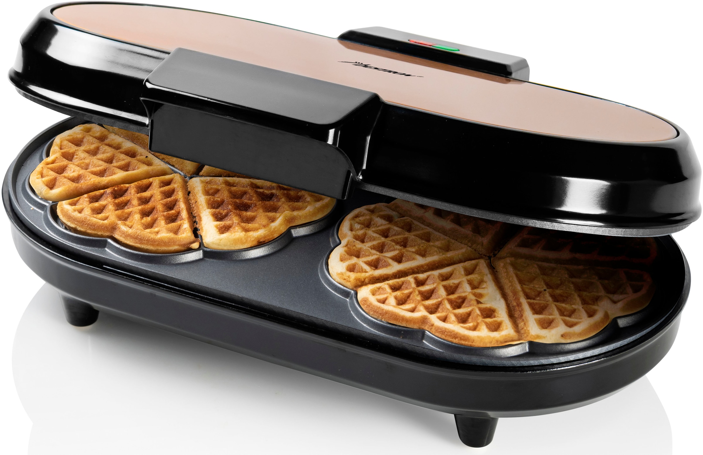 bestron Waffeleisen »ADWM730CO«, 1200 W, für klassische Herzwaffeln, mit Backampel & Antihaftbeschichtung