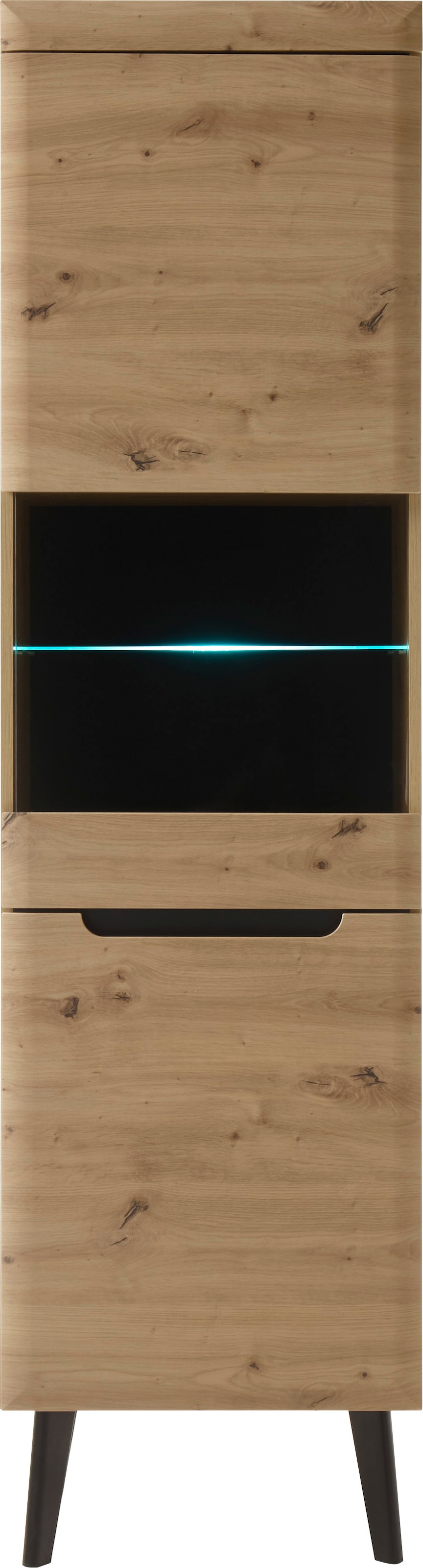 INOSIGN Vitrine »Torge, Hochschrank, Glasvitrine, Standvitrine, Vitrinenschrank«, (1 St.), in drei verschiedenen Farben verfügbar, Glastür & -boden, 53 cm breit