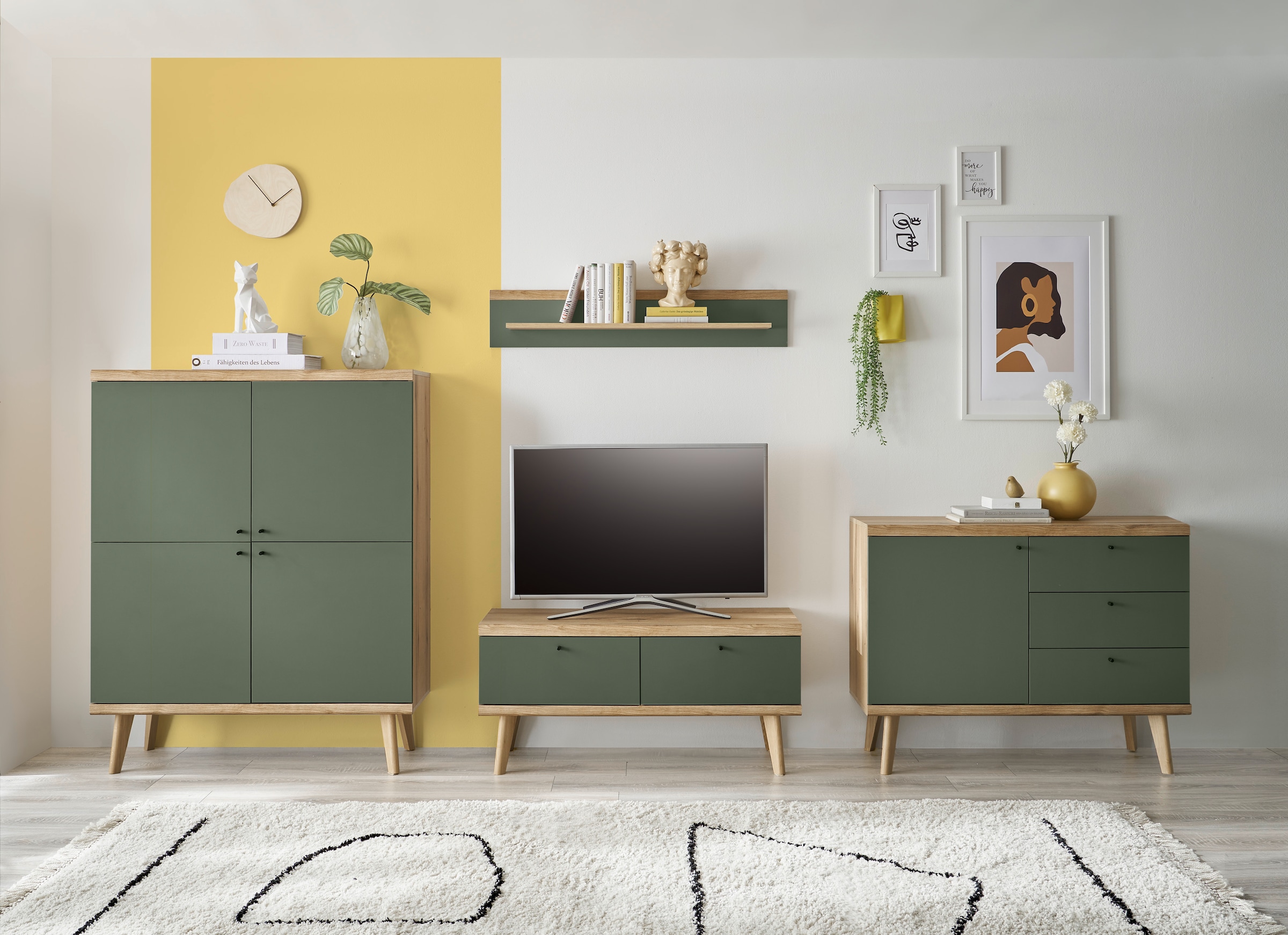 INOSIGN Wohnwand "MAVAS" Set, 4 Stk. tlg. in moderner Trendfarbe, Griffe au günstig online kaufen