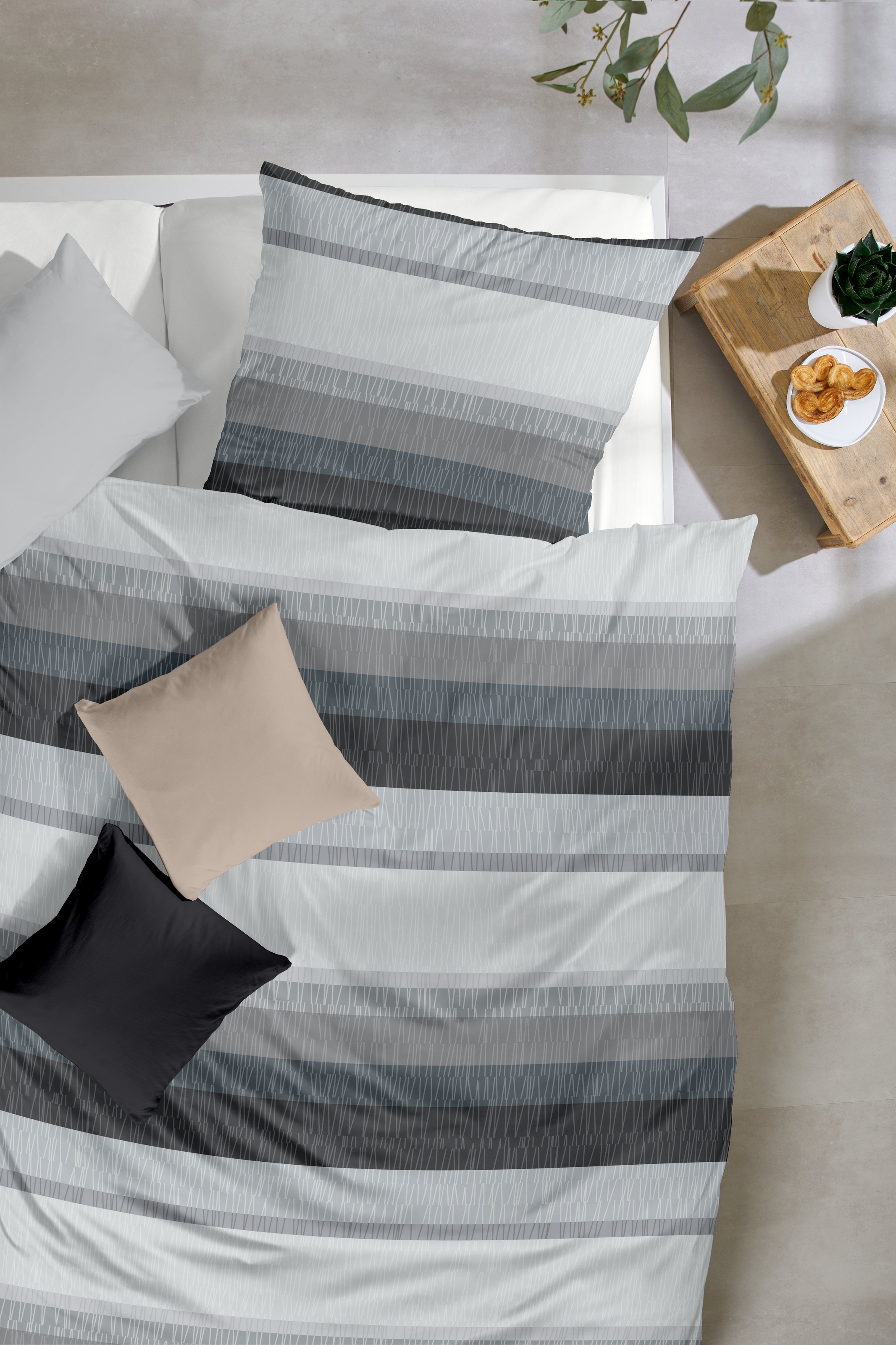 Primera Bettwäsche "Biber-Bettwäsche Roommate" 2 Stk. tlg. mit dezenten Mus günstig online kaufen