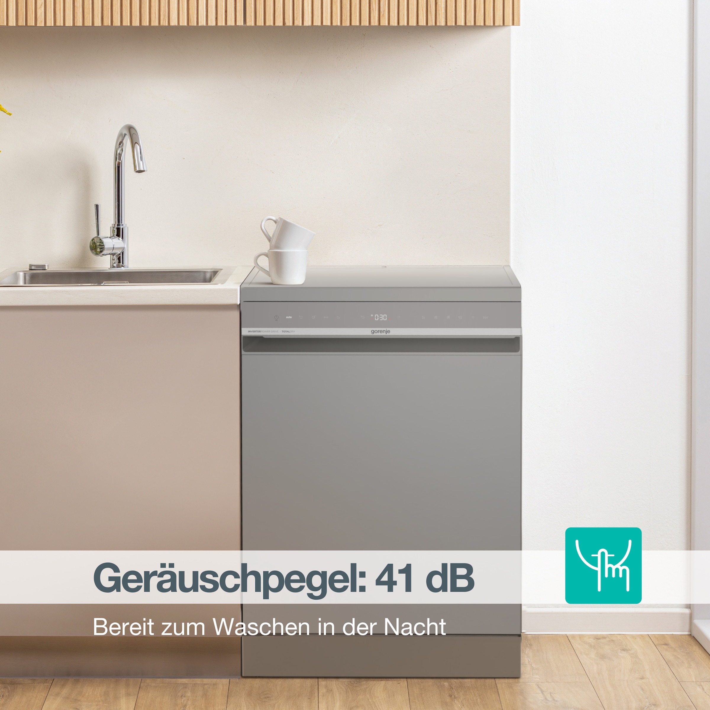 GORENJE Standgeschirrspüler »GS673A96X« 9,4 l 16 Maßgedecke TotalDry - automatische Türöffnung