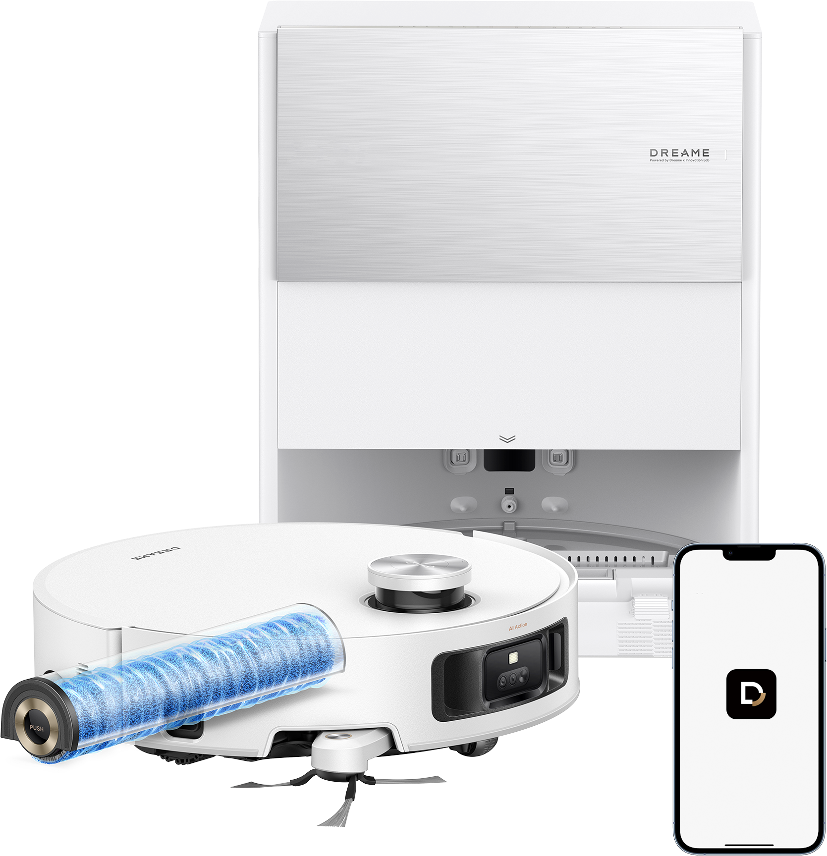 Dreame Nass-Trocken-Saugroboter »mit Wischfunktion Aqua10 Roller« Warmwasser-Wischsystem, Rollenmopp, überwindet Hindernisse, 30.000 Pa