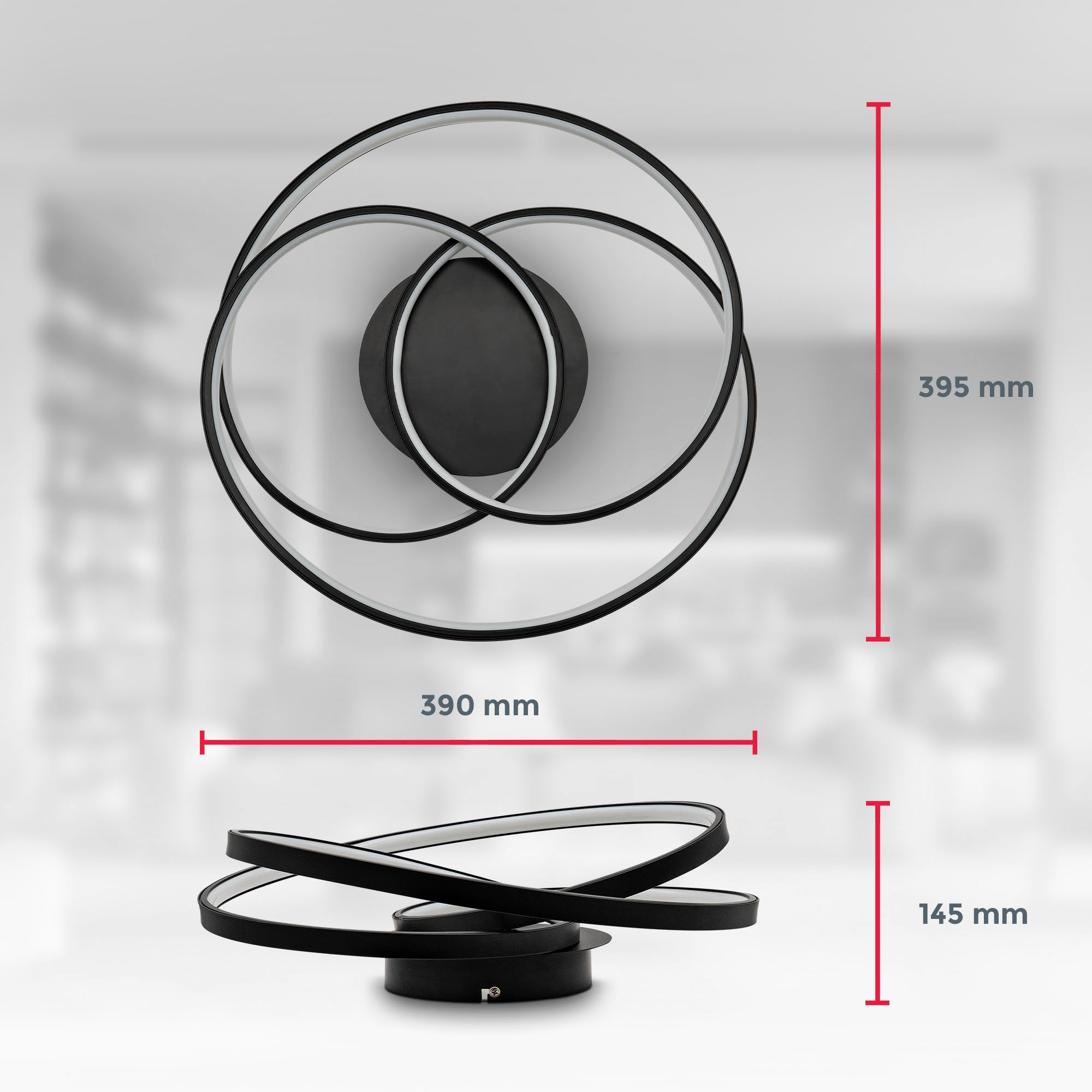 B.K.Licht LED Deckenleuchte »BK_FR1541 LED Frame-Deckenlampe, Ringleuchte, Schwarz, 3.000K«, 1 flammig, Leuchtmittel LED-Modul | LED fest integriert, 4.600lm, 35W, mit warmweißen Licht, IP20, B: 39,5cm