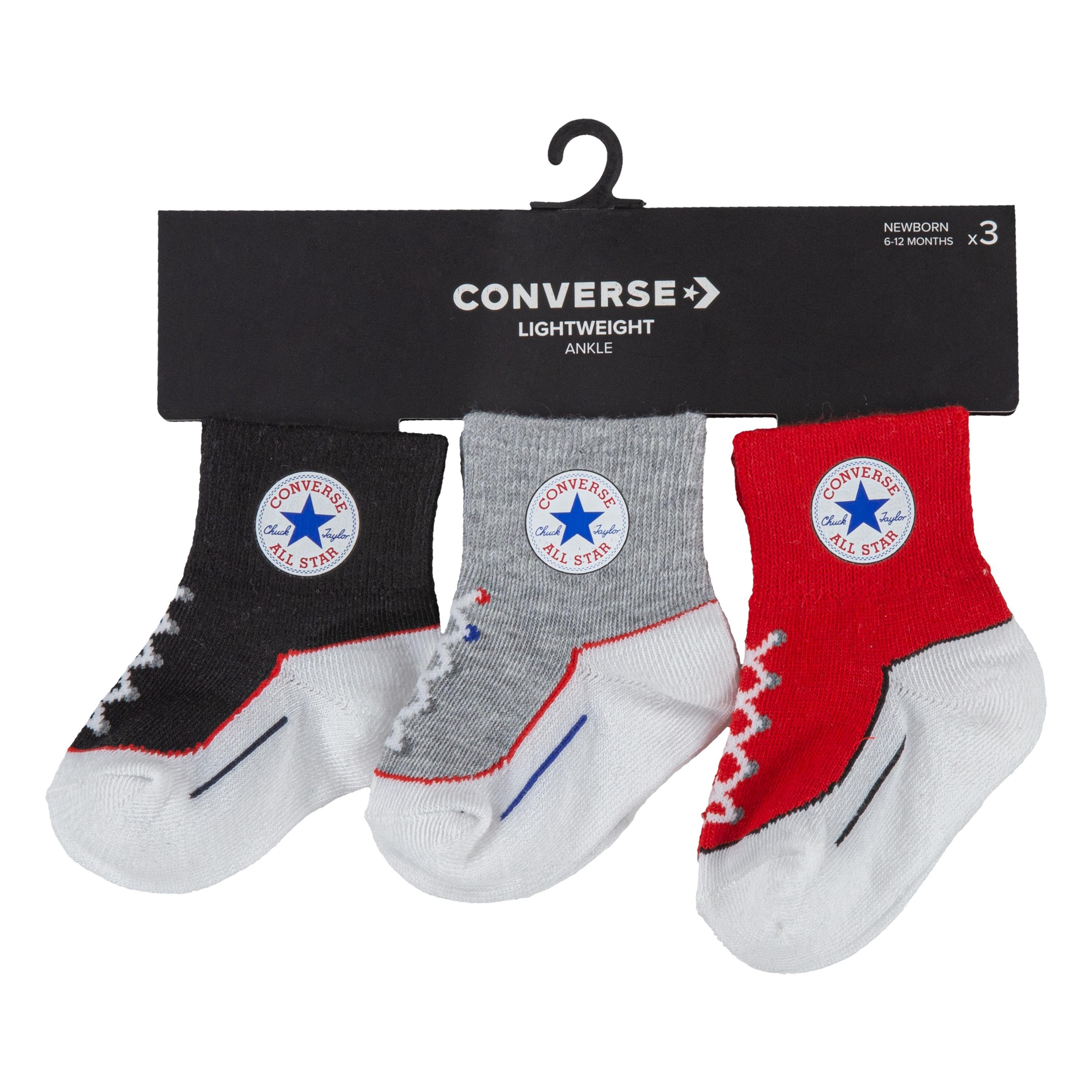 Thumbnail - Converse Sportsocken "CHN INFANT STRIATED QTR 3PK" 3 Stk. tlg. für Babys und Kleinkinder, sportlicher Stil, dreiteiliges...