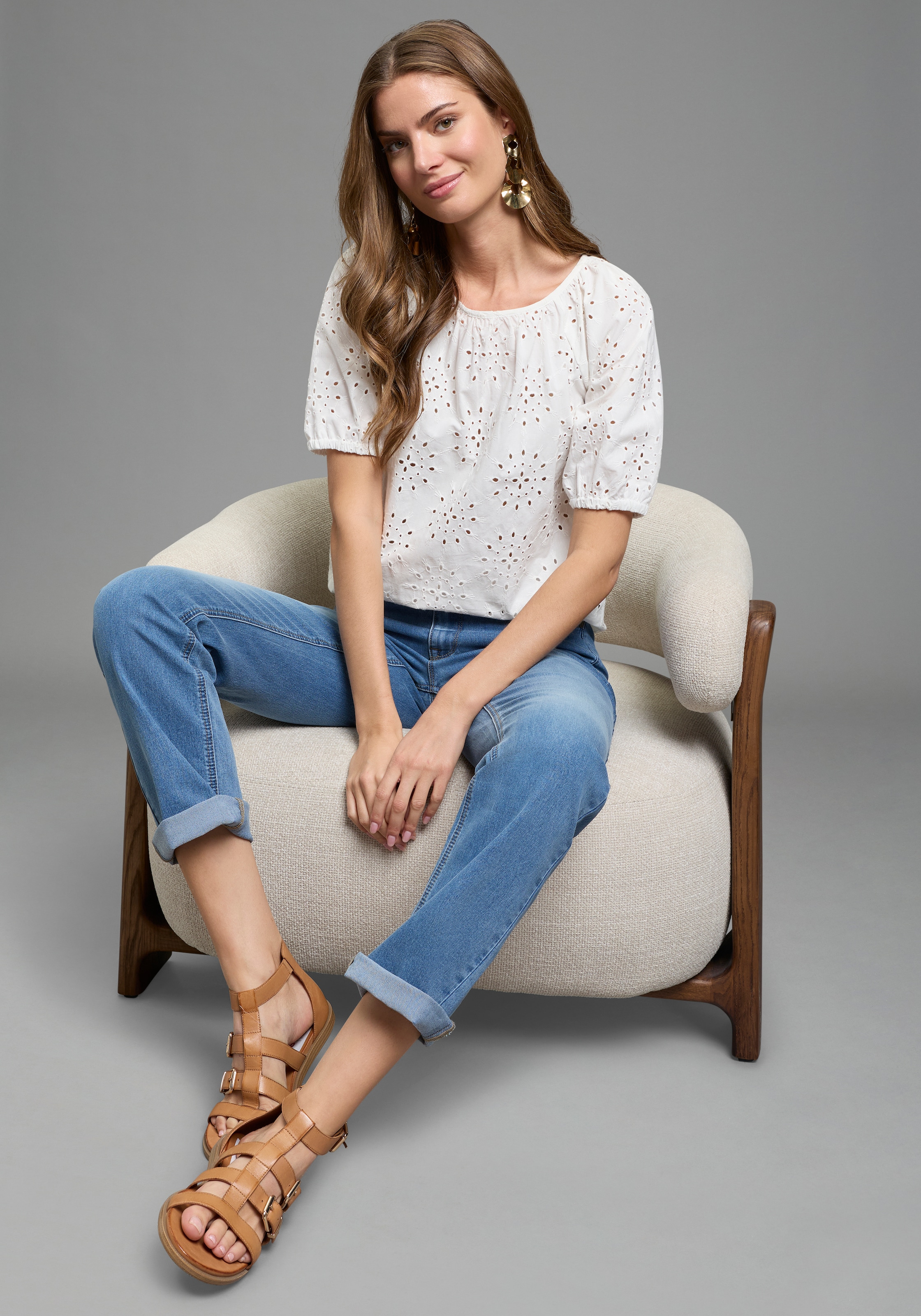 Laura Scott Schlupfbluse feminin für Partymode und Festtagsmode, aus Baumwolle