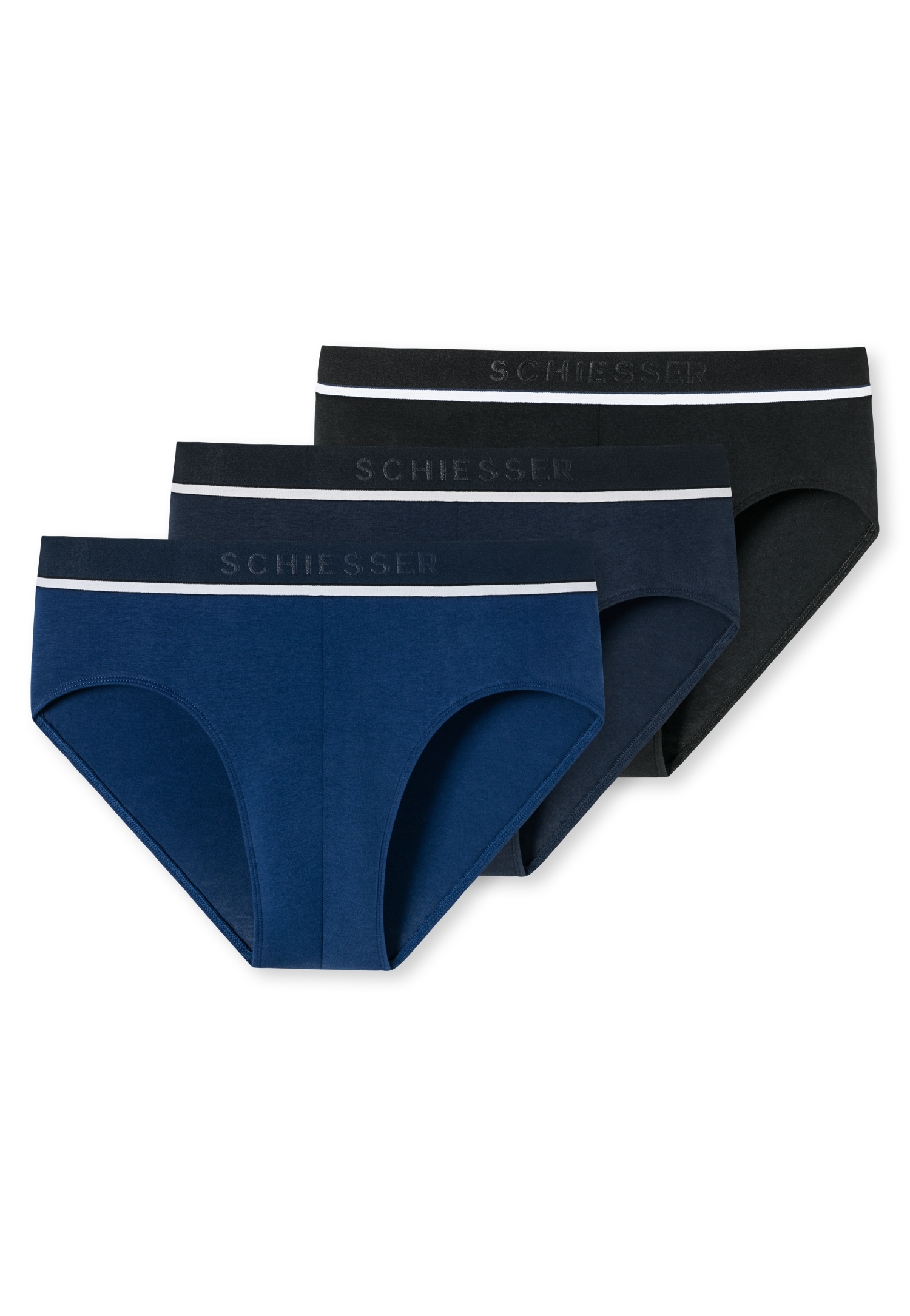 Schiesser Rioslip ""95/5"", (3er-Pack), mit sportlichem Logo-Webgummibund mit schmalen weißem Ansatz