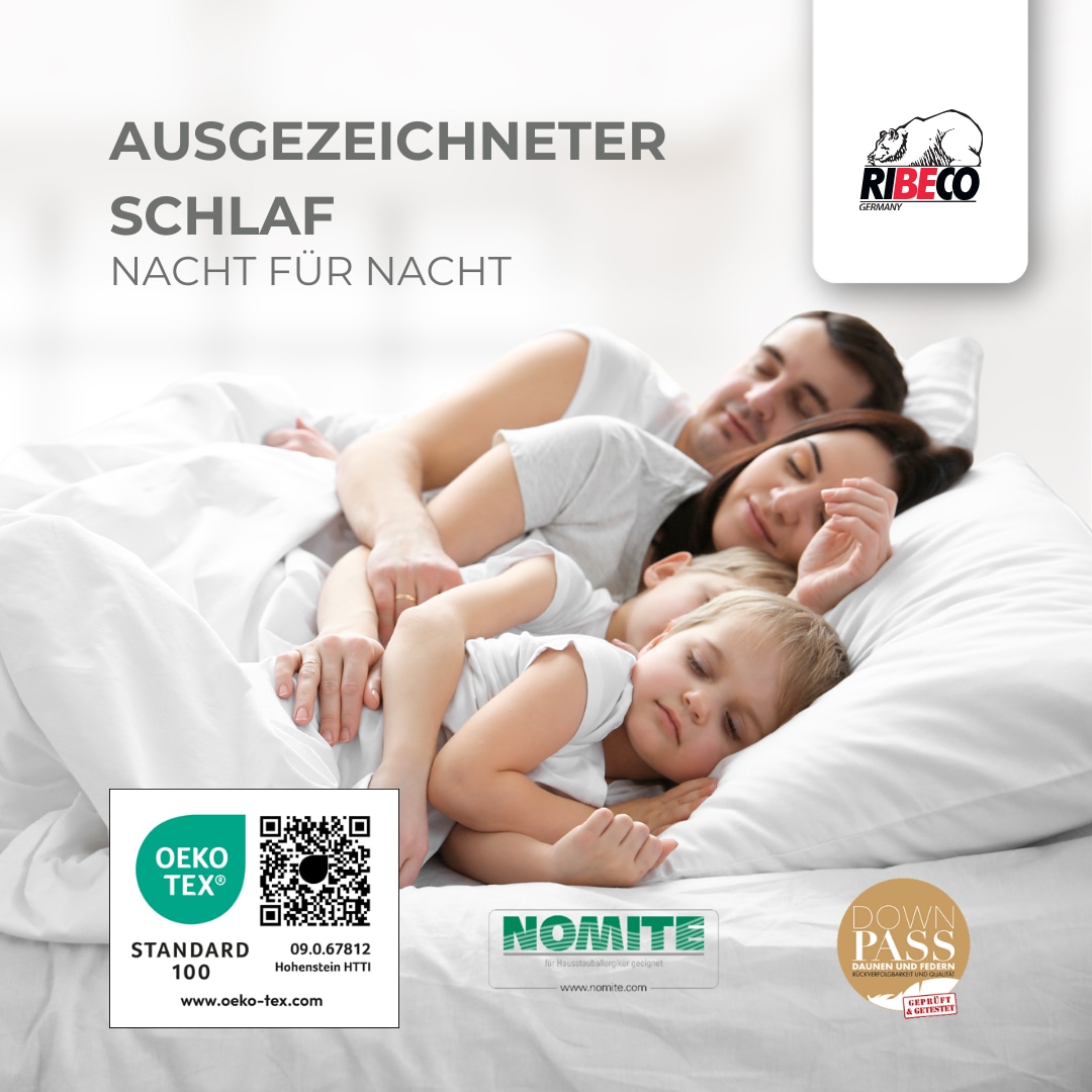 RIBECO Federkissen »Johanna Kopfkissen 1-tlg. oder 2-tlg.: 40x80 cm, 80x80 cm erhältlich!« Füllung: 90Federn10Daunen Bezug: Baumwolle 1 Stk. tlg. Kissen  mit DOWNPASS zertifiziert und Made in Germany