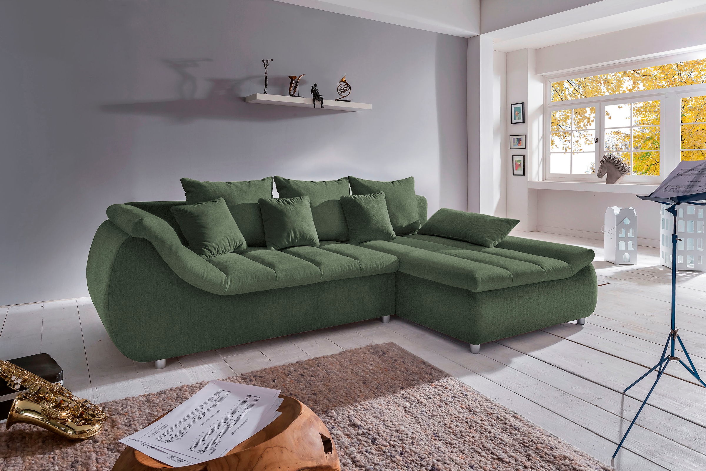 Home affaire Ecksofa "Imola, bequem, aktuelle Steppung im Sitz, L-Form, Breite 270cm" wahlweise mit Bettfunktion