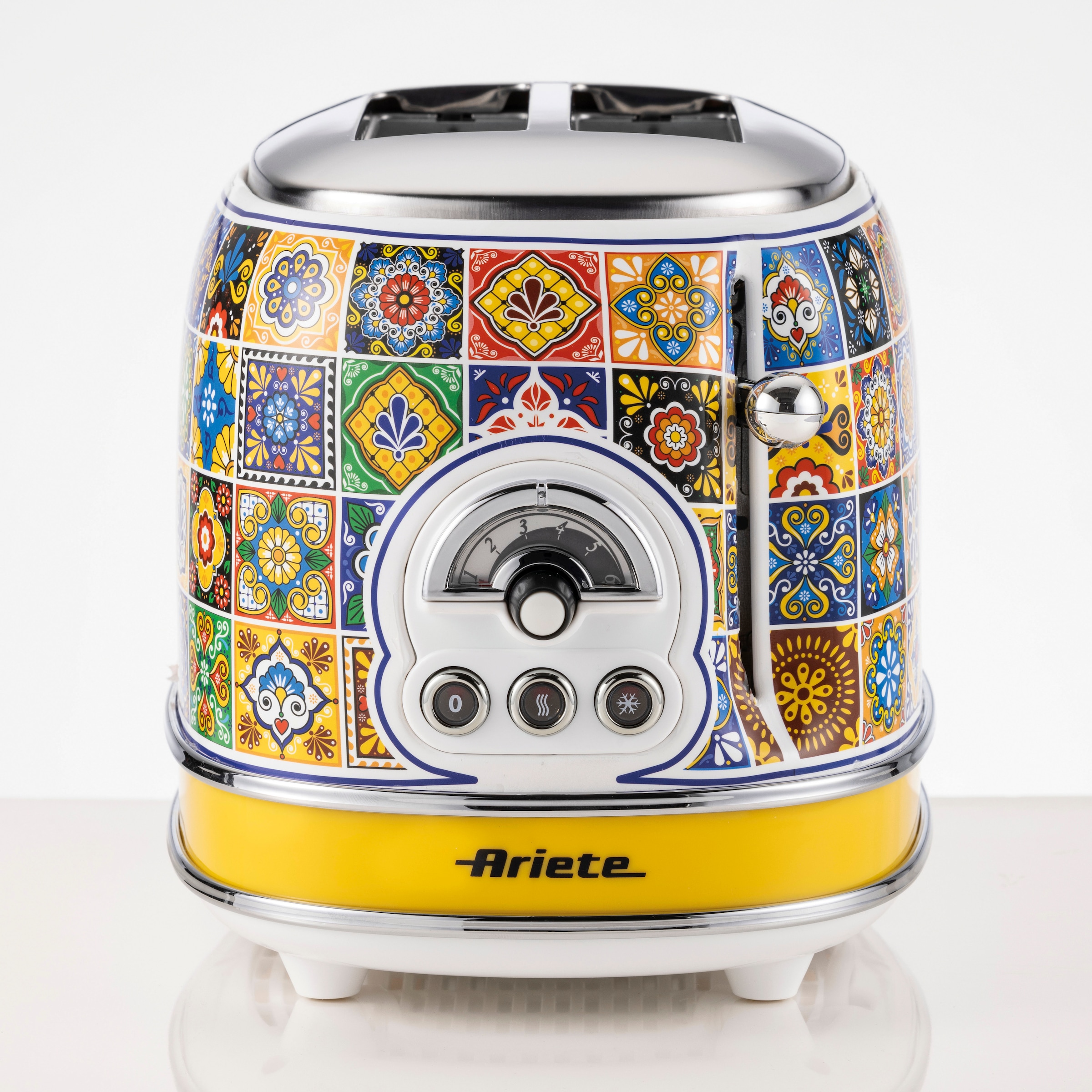 Ariete Toaster 155 Positano, Mediterranes Design, 2 Breite Schlitze, 6 Bräunungsstufen mit Automatischem Auswurf, Krümelfach, Toast-, Aufwärm- und Auftaufunktion, 810W - Bild 6