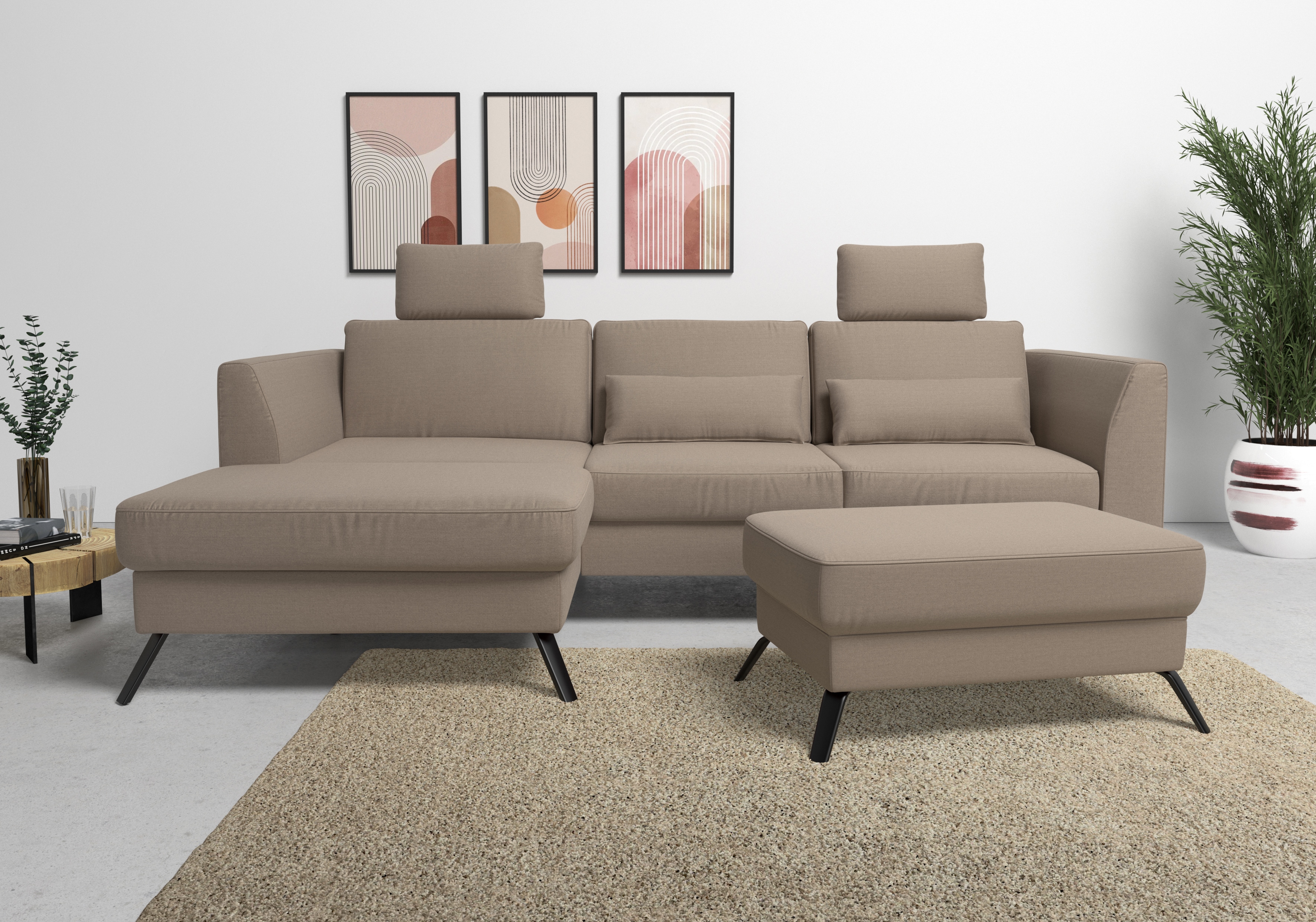sit&more Ecksofa "Olsen L-Form" inklusive Sitztiefenverstellung, optional Schlaffunktion, 15cm hoch