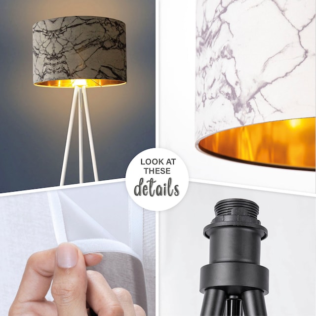 Paco Home Stehlampe »Trina Kraft«, Standleuchte Schlafzimmer E27 Marmor  Stein Design Grau Weiß | BAUR