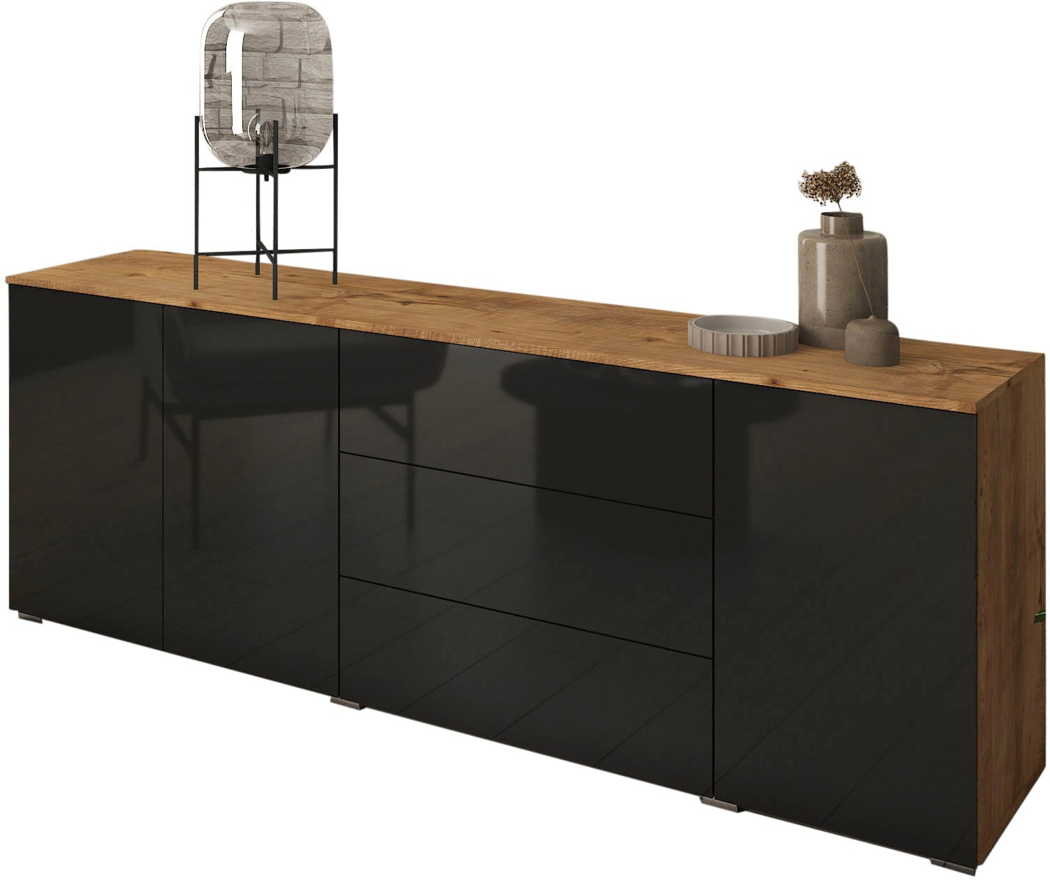INOSIGN Sideboard »PARIS«, (1 St.), Moderne 190cm breite grifflose Kommode, vielseitig einsetzbar