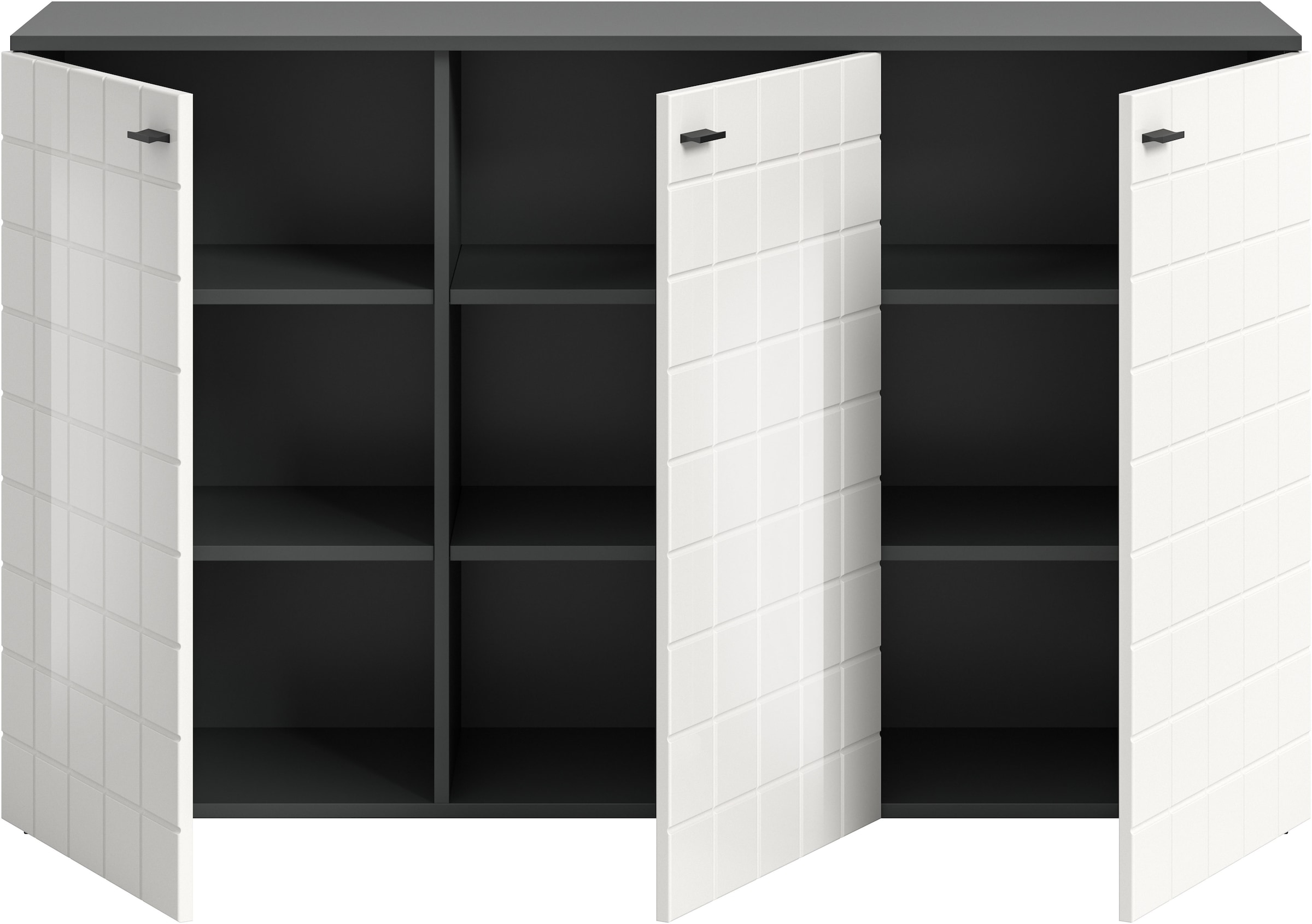 INOSIGN Sideboard »Gora, Breite 138 cm, gefräste Front in Waffeloptik hochglanz«, Kommode, Schrank, Anrichte
