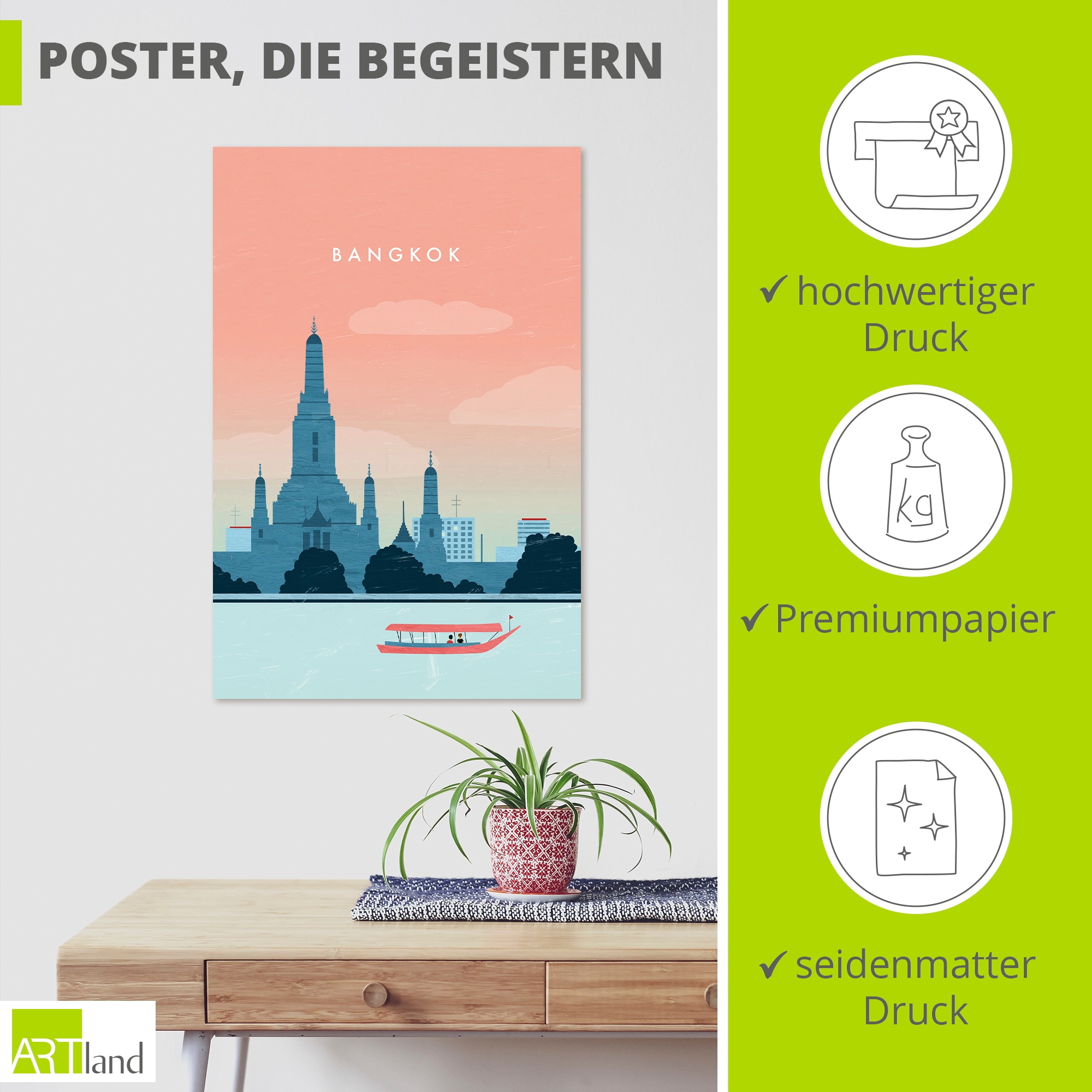 Artland Wandbild »Bangkok« 1 Stk. tlg. als Alubild, Leinwandbild, Poster, Wandaufkleber in verschied. Größen
