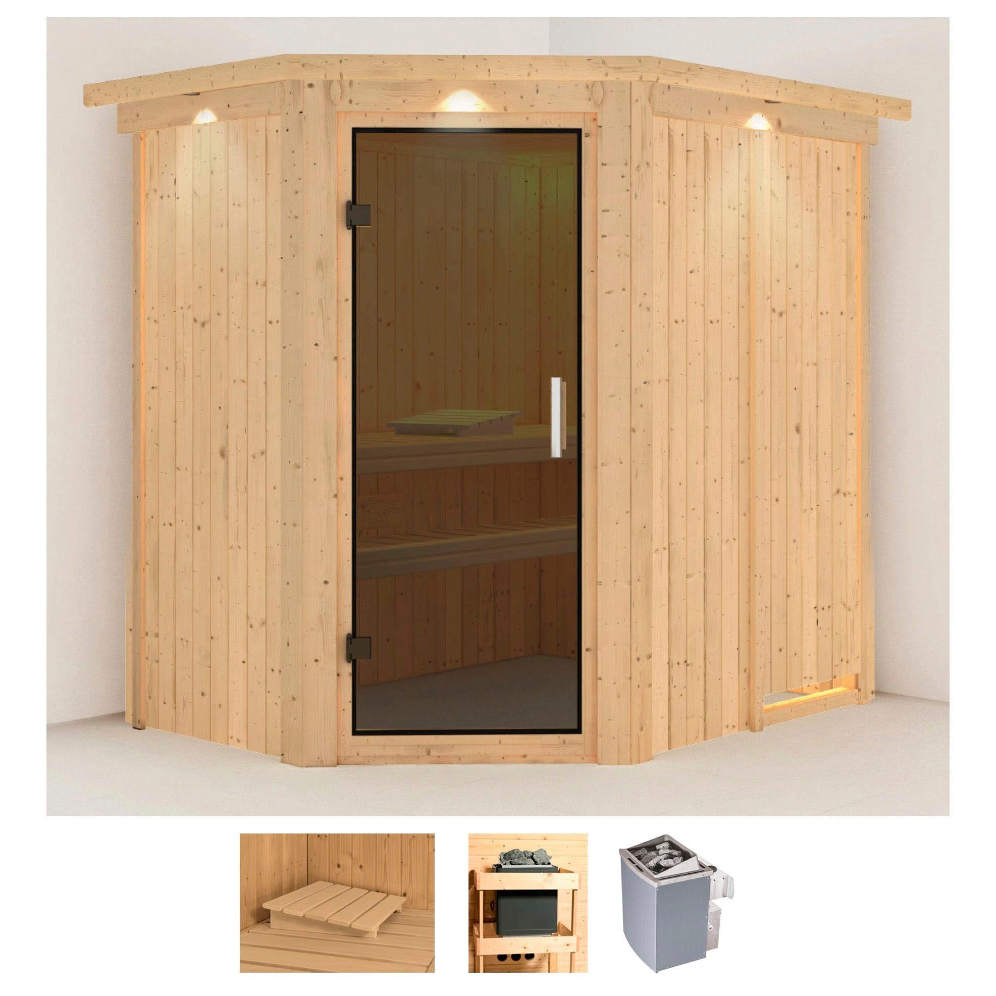 Karibu Sauna "Clara" Set, Ofen 9 kW integr. Strg