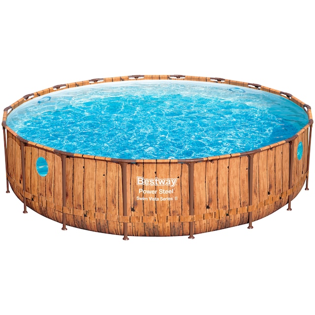 Bestway Framepool »Power Steel™«, (Komplett-Set), Frame Pool mit Filterpumpe  Ø 549x122 cm, Holz-Optik (Pinie) per Rechnung | BAUR