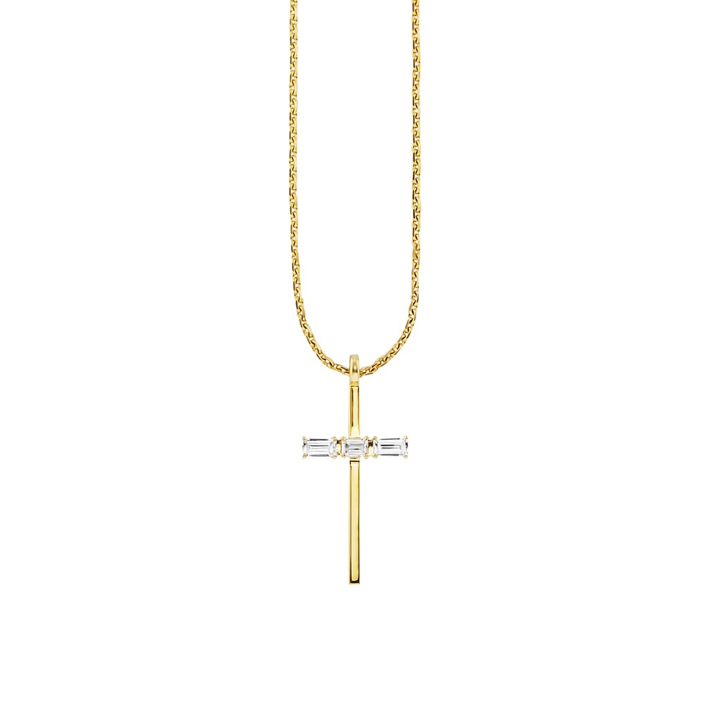 CAÏ Collierkettchen »925/- Sterling Silber vergoldet Kreuz Weißtopas 50cm«