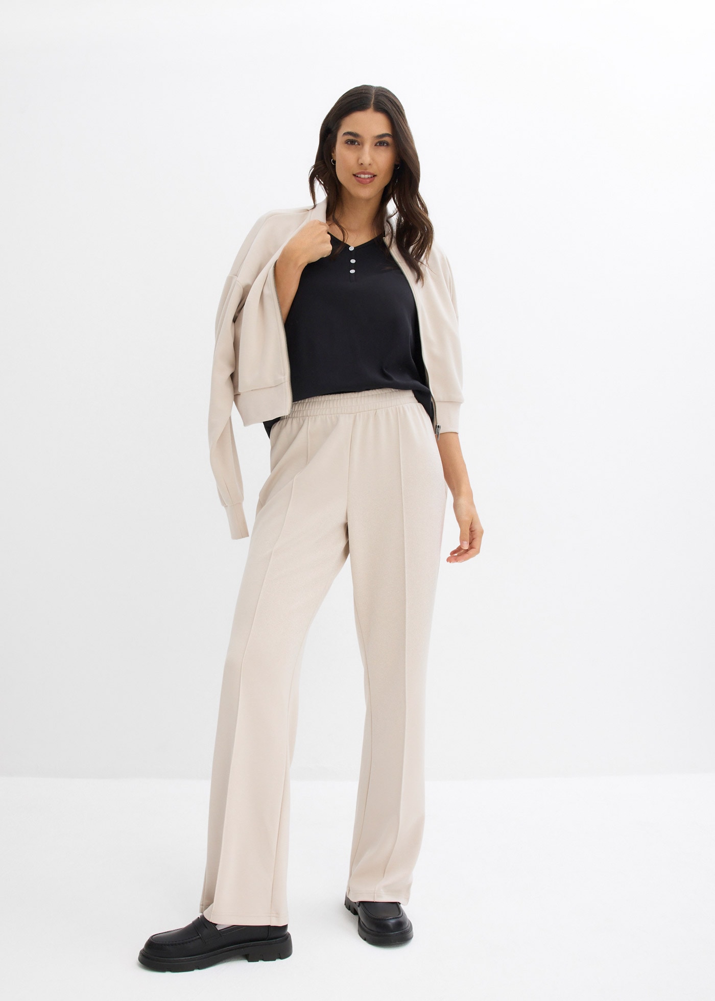 bonprix Langarmshirt 1 schmale Passform, Langarm, mit kurzer Knopfleiste im Henley-Stil