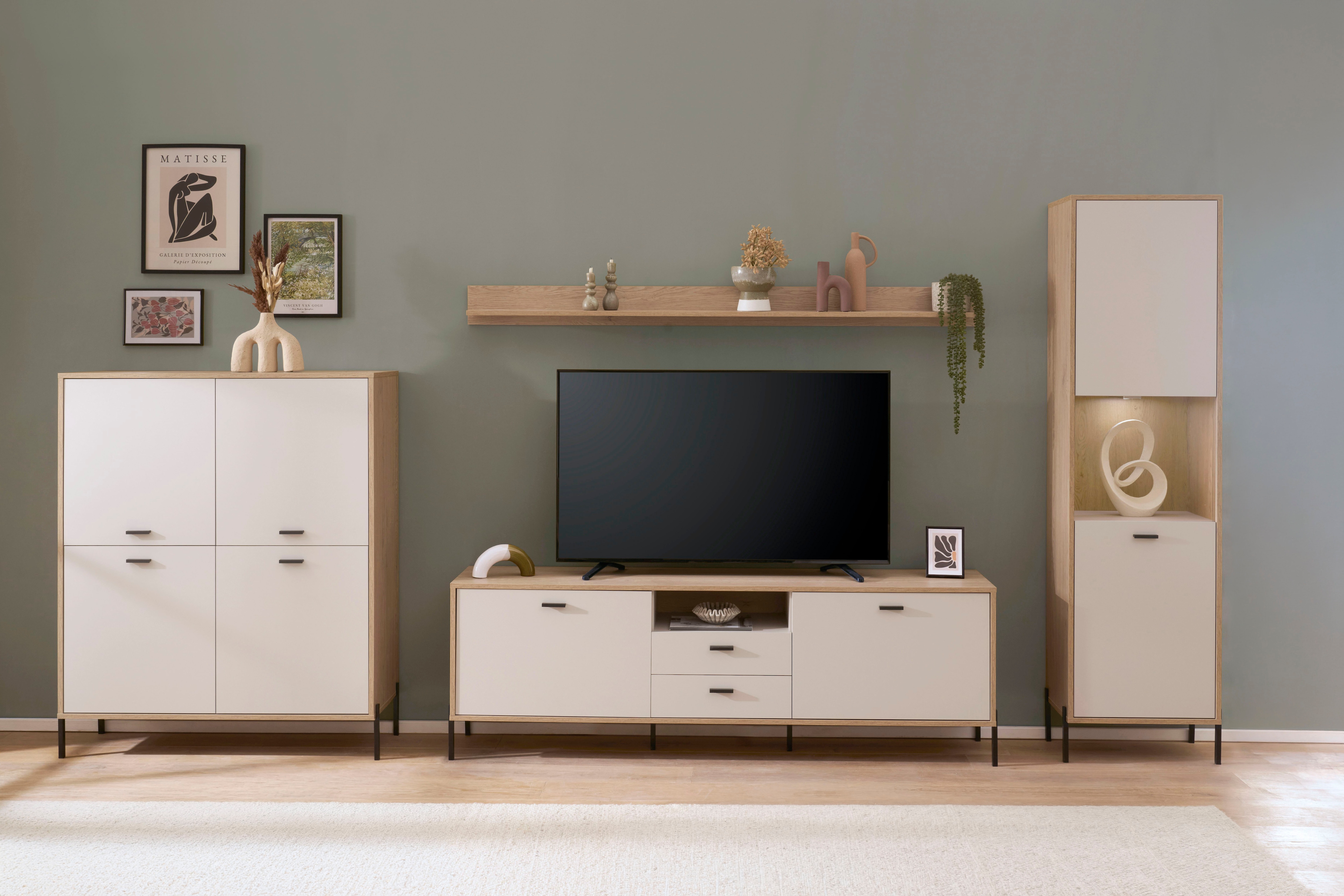 Home affaire Wohnwand "Fredericia, moderne Anbauwand, Komplettset in Kaschmir" Set, 4 Stk. tlg.
