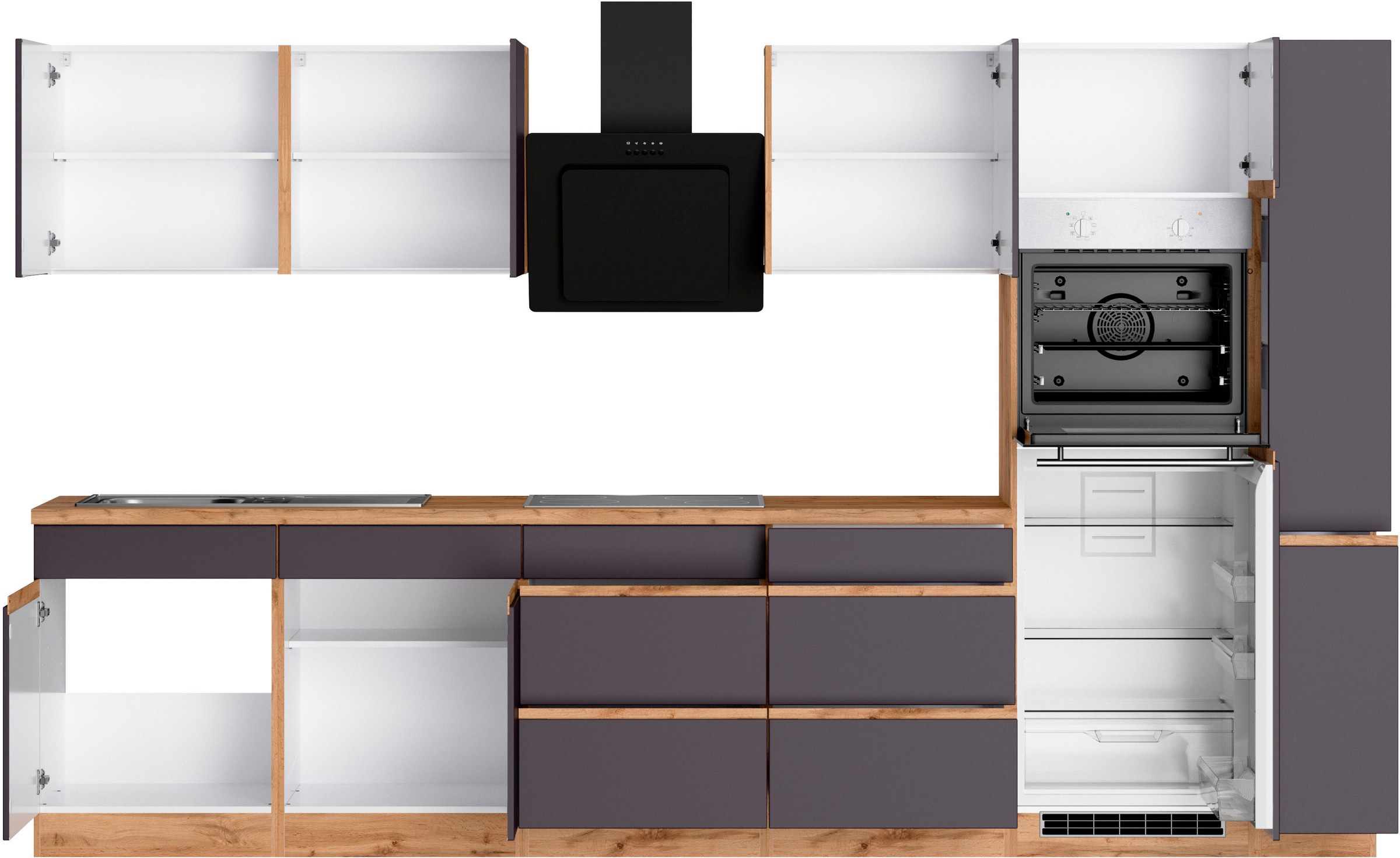 KOCHSTATION Küchenzeile »KS-Riesa«, Stellbreite 330 cm, ohne E-Geräte