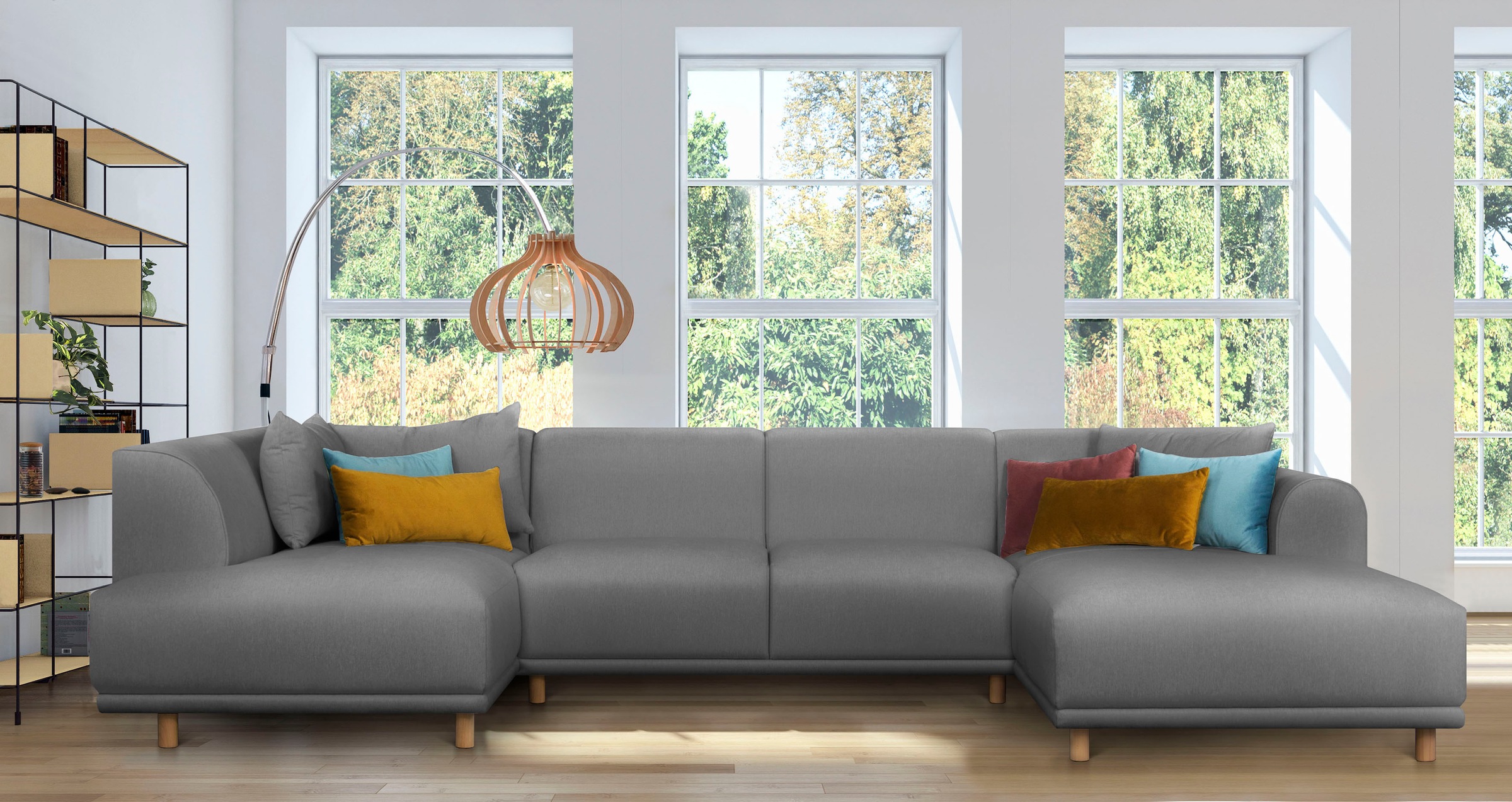 andas Wohnlandschaft »Maroon U-Form«, in skandinavischem Design, mit losen Kissen