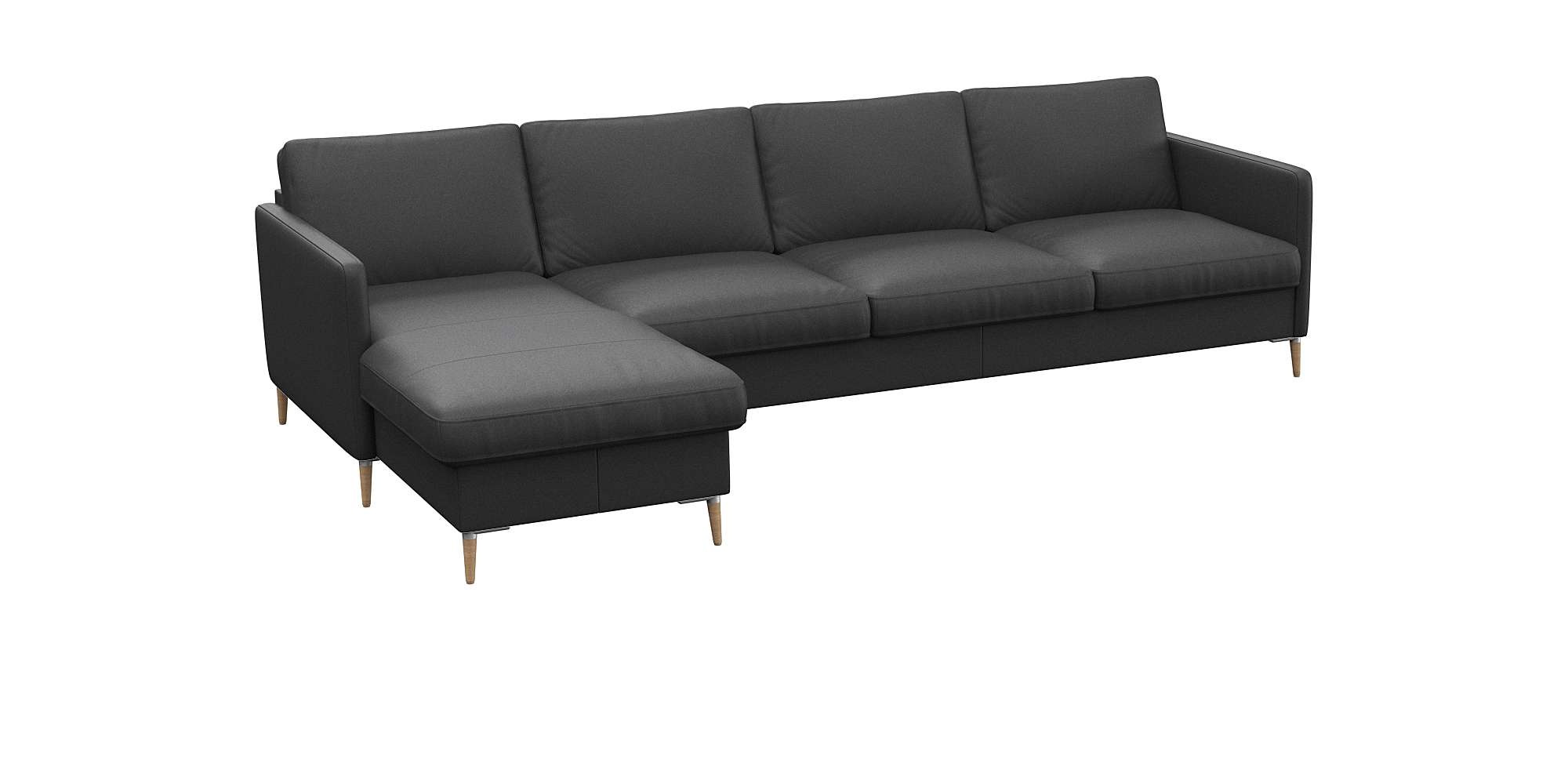 FLEXLUX Ecksofa »Fiore, super Sitzkomfort durch Kaltschaum im Sitz, L-Form«, schmale Armlehnen, Füße Alu+ Eiche
