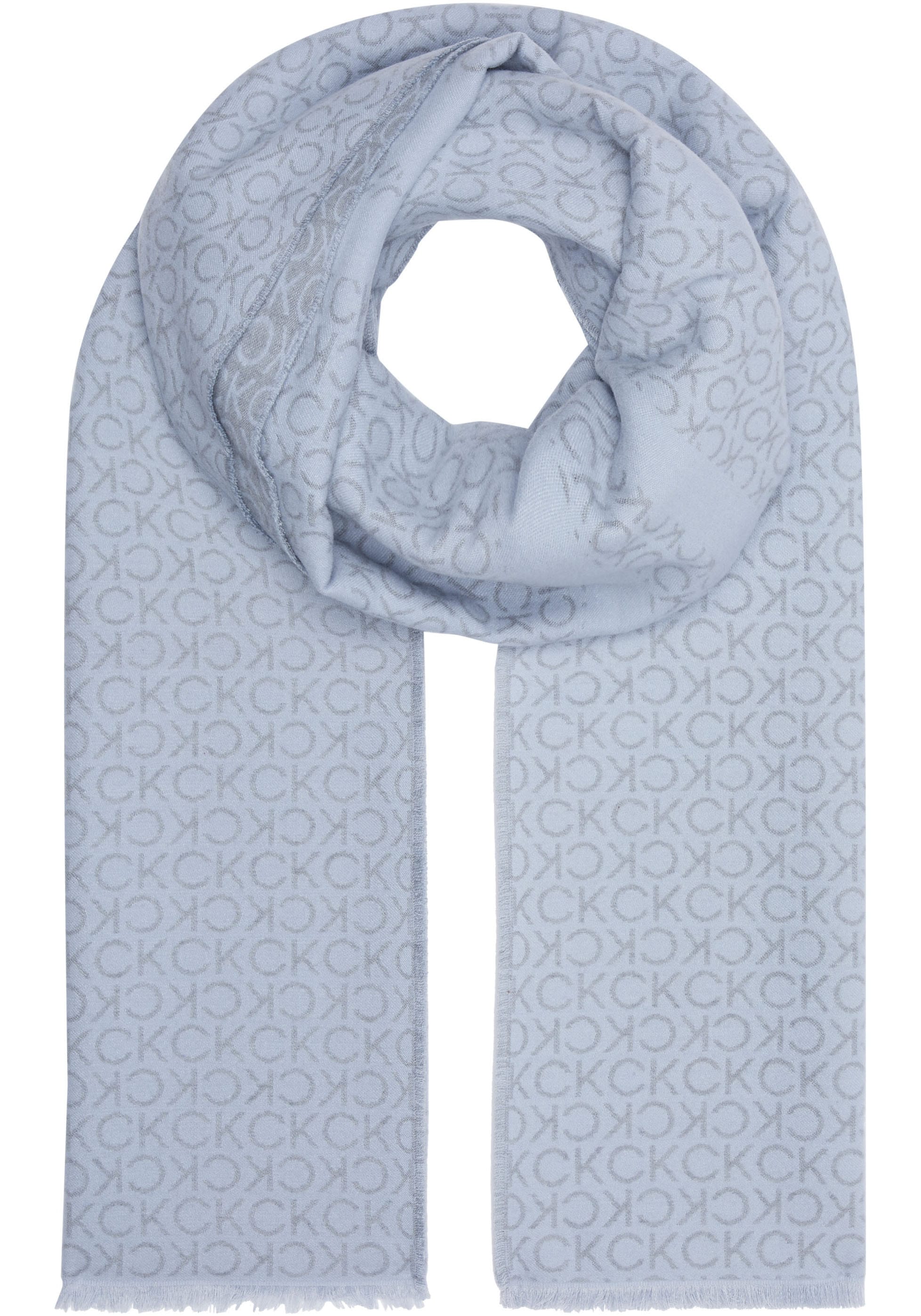 Calvin Klein Schal "FRINGES TWO-TONE MONO MW SCARF", mit Logomonogramm günstig online kaufen