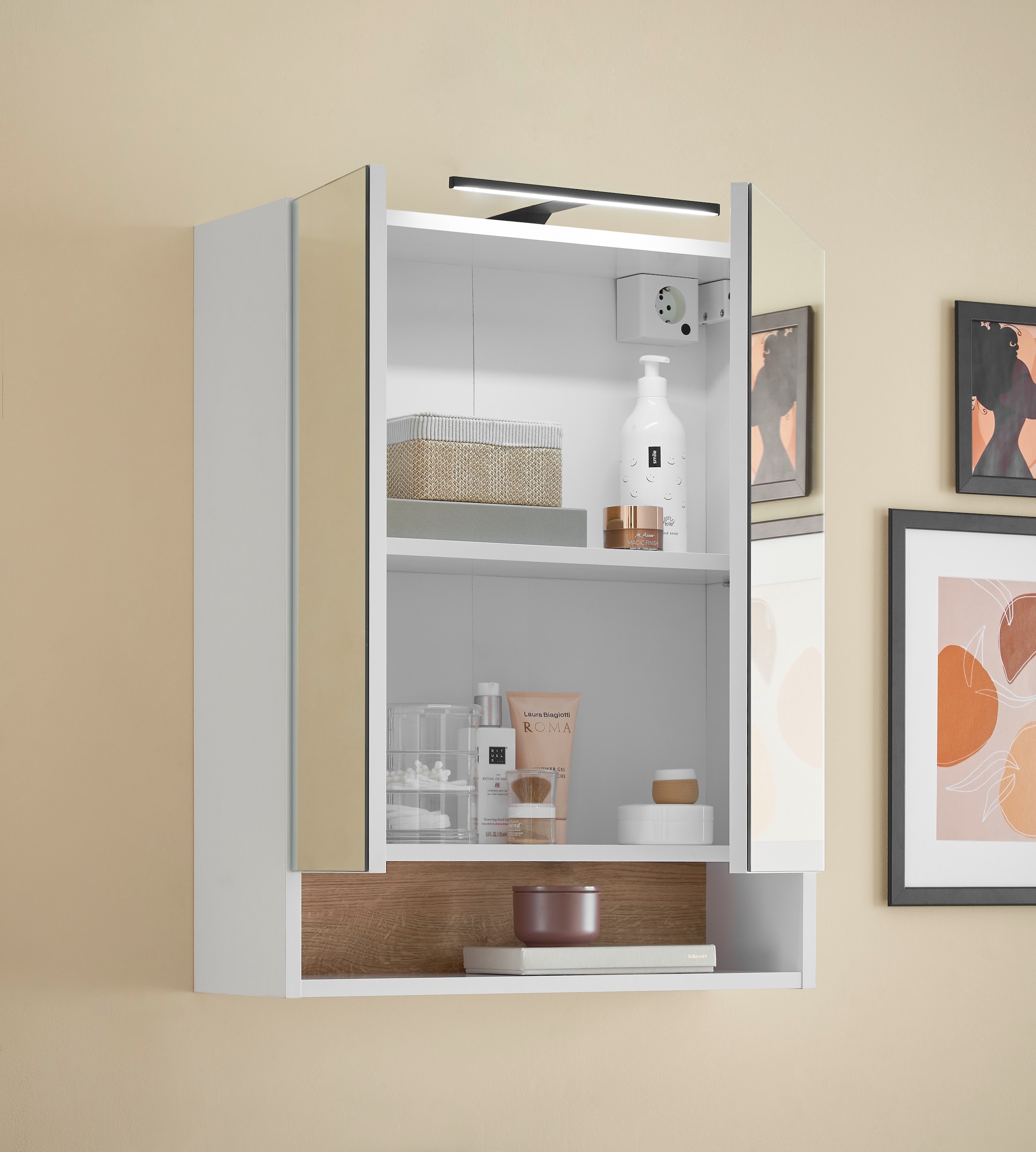 BASIC by Balculina Spiegelschrank »Denver Spiegelschrank, Badezimmerschrank BxHxT 60x75x22« 1 Stk. tlg. Breite 60 cm, Tür L/R montierbar, Softclose