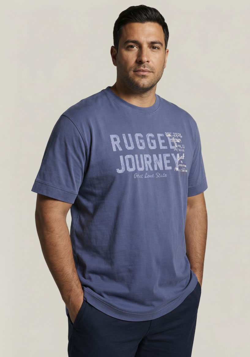 Mans World Plus Rundhalsshirt "auch in Grosse Größen bis Gr. 7XL Ärmel-Fit" Regular Fit, Kurzarm, mit Print, bedruckt, aus Single Jersey