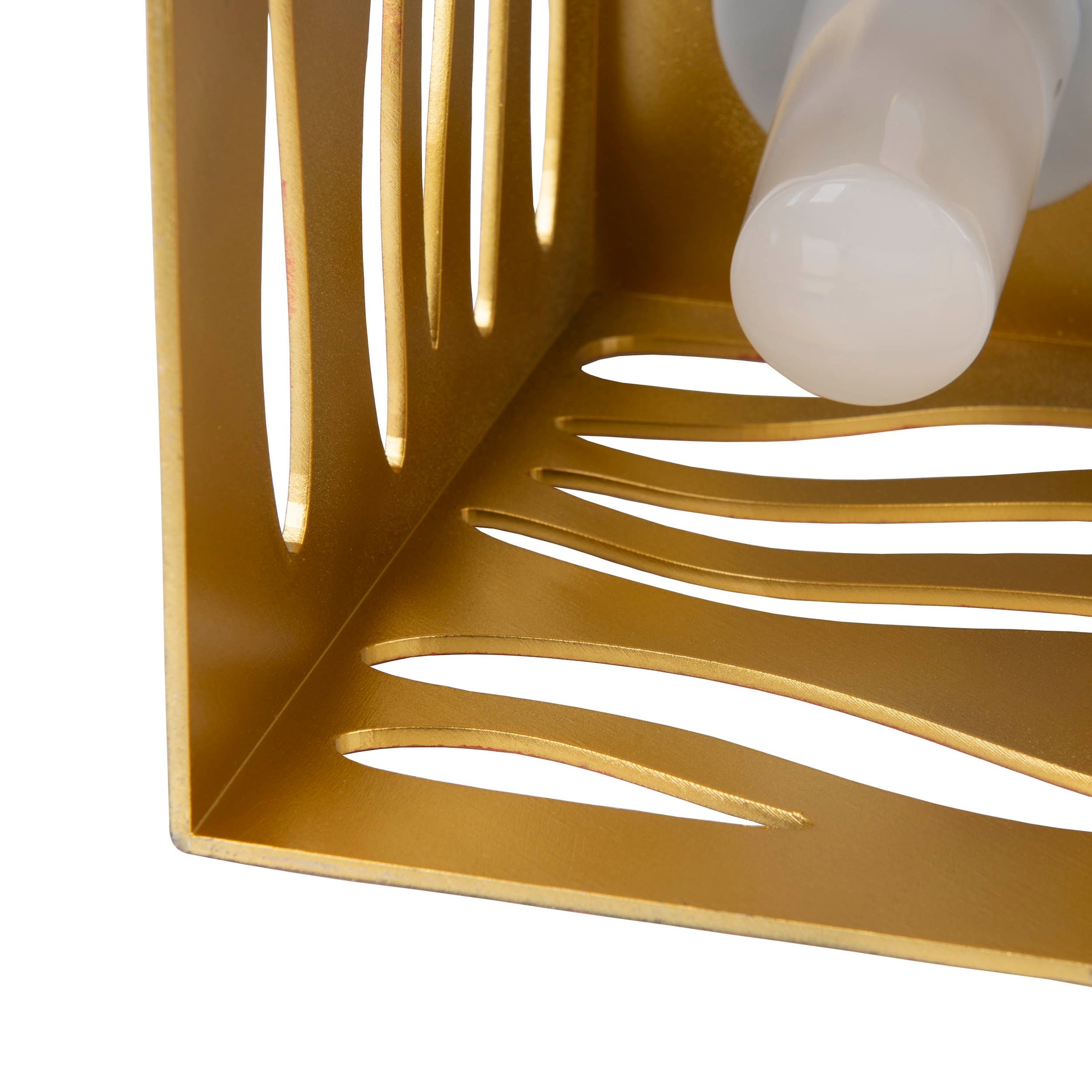 näve LED Solarleuchte »Hilda«, 1 flammig, Leuchtmittel LED-Modul | LED fest integriert, quadratisch, gold/braune Marmoroptik, Flammeneffekt, Dämmerungssensor
