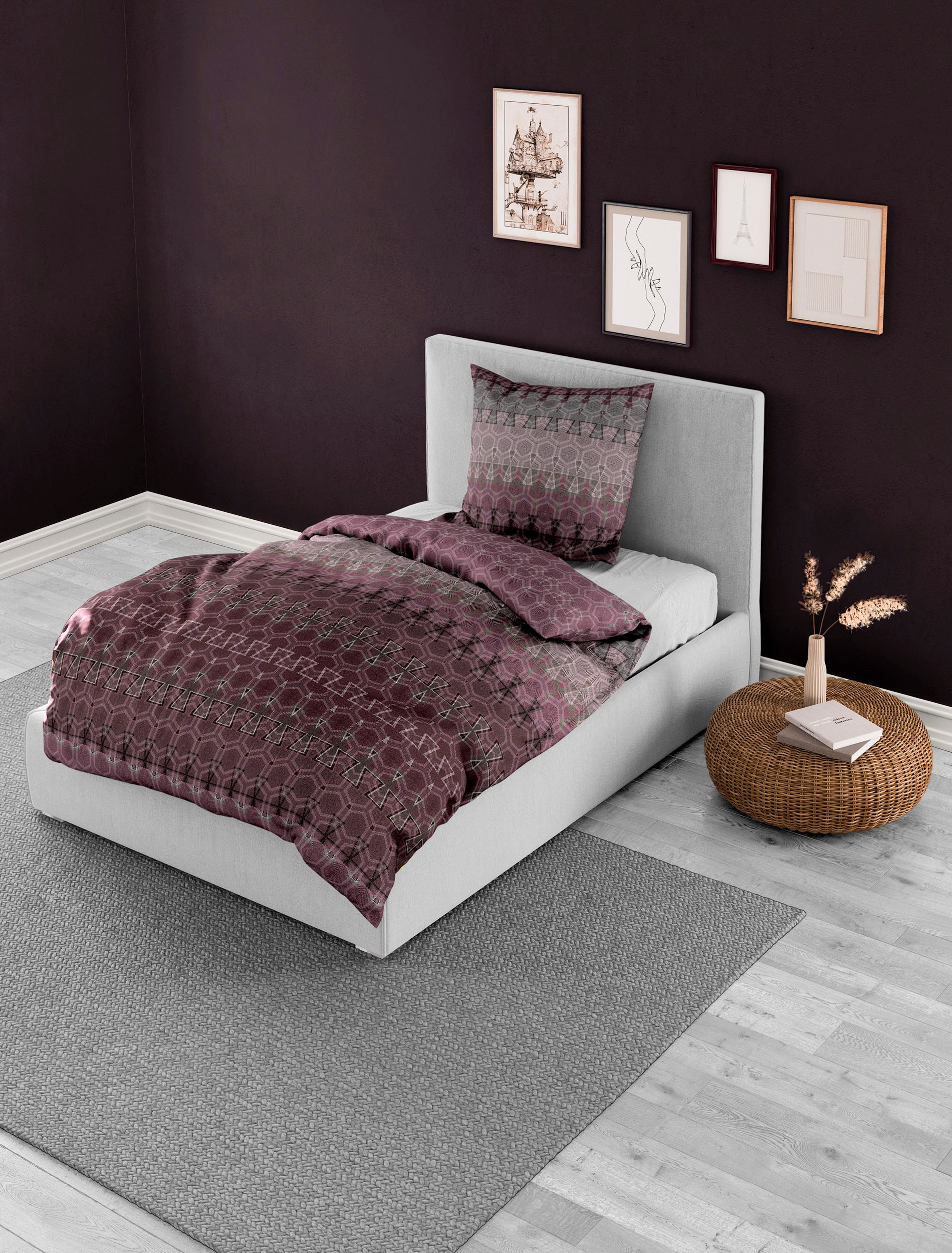 BIERBAUM Bettwäsche "5276" 2 Stk. Mako-Satin, 100 % Baumwolle, pflegeleicht günstig online kaufen