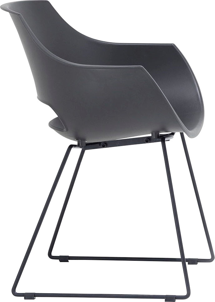 Schalenstuhl MCA FURNITURE "Rockville", grau, B:60cm H:85cm T:54cm, 100% Kunsstoff, Stühle, 4er-Set, Kufe, Kunststoff, Belastbarkeit 120 kg, Sitzhöhe ca. 46 cm 2