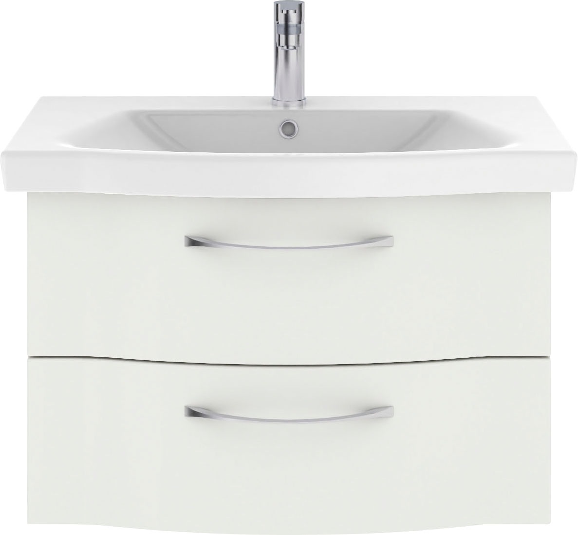 Saphir Badmöbel-Set »6005 Sprint 4-teilig, Keramik-Waschtisch mit LED-Spiegelschrank«, (5 St.), Unterschrank, Midischrank, inkl. Türdämpfer, 4 Türen, 5 Schubladen