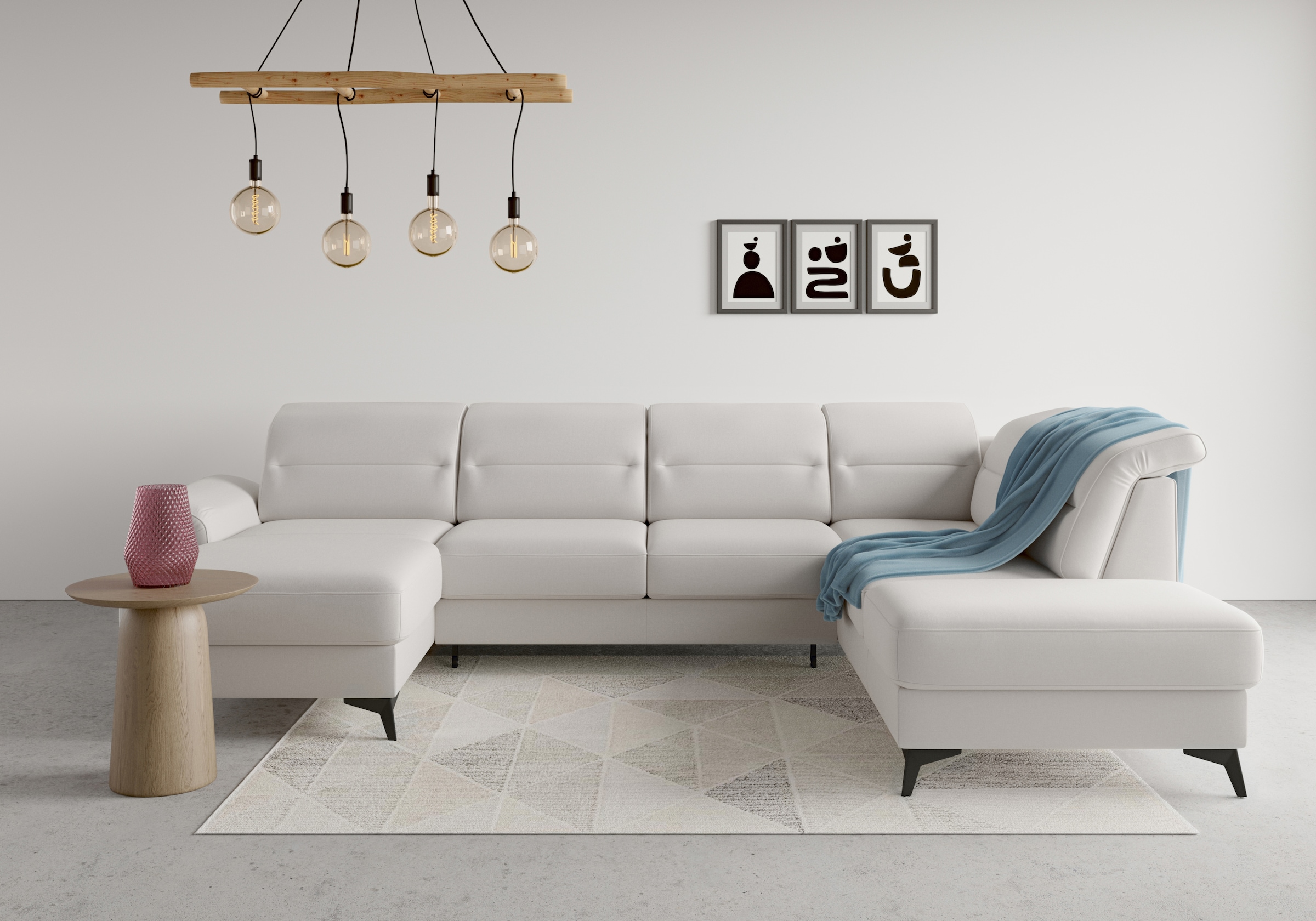 sit&more Wohnlandschaft "Sinatra U-Form" optional mit Kopfteilverstellung und Armteilfunktion, Metallfüße