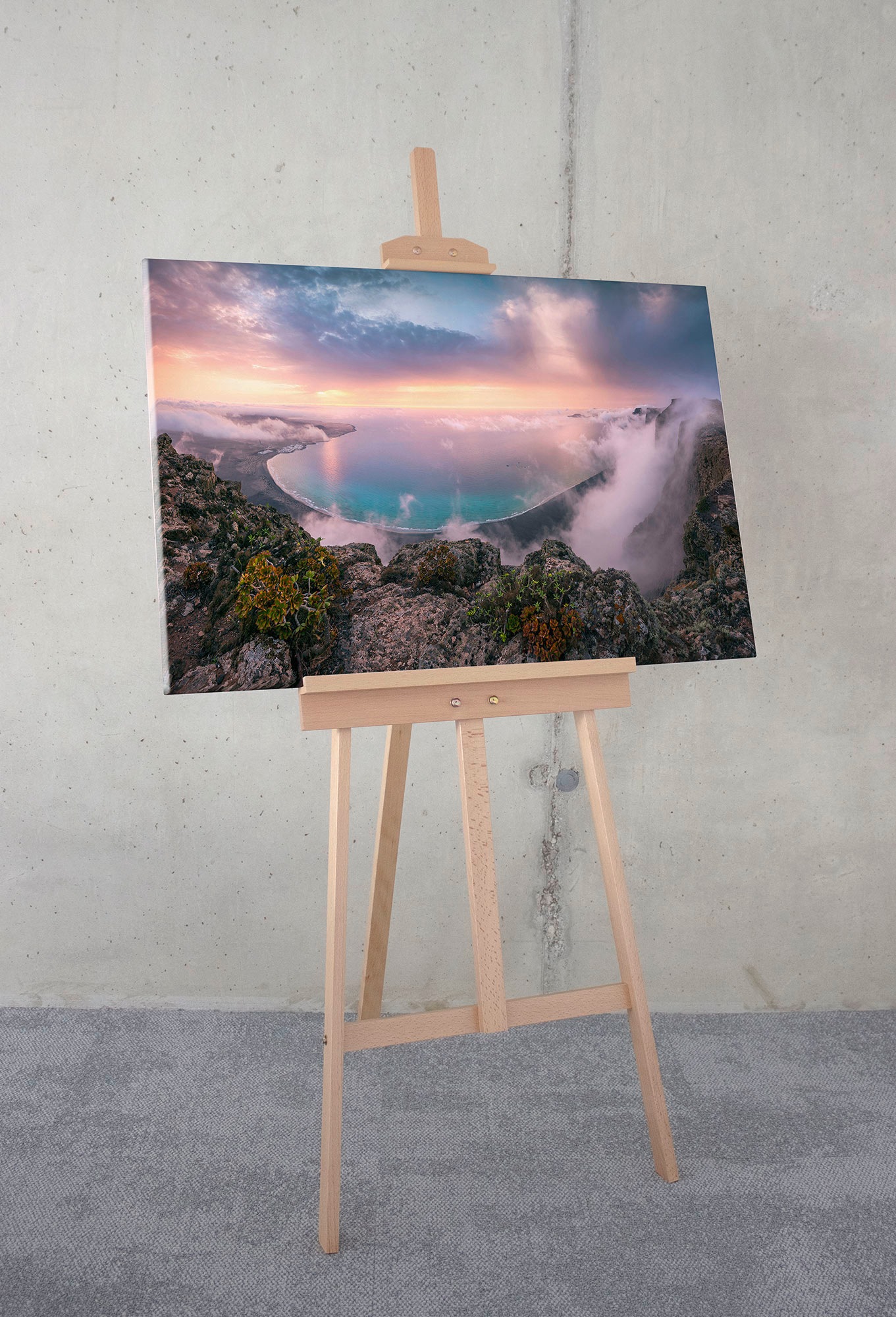 Komar Leinwandbild »Coastal Paradise - Größe 90 x 60 cm«, Baum-Blätter-Natur-Berge-Blumen-Foto-Jahreszeiten-Landschaft-Meer-Strand-Palmen, (Packung, 1 St.), Keilrahmenbild mi Echtholzrahmen