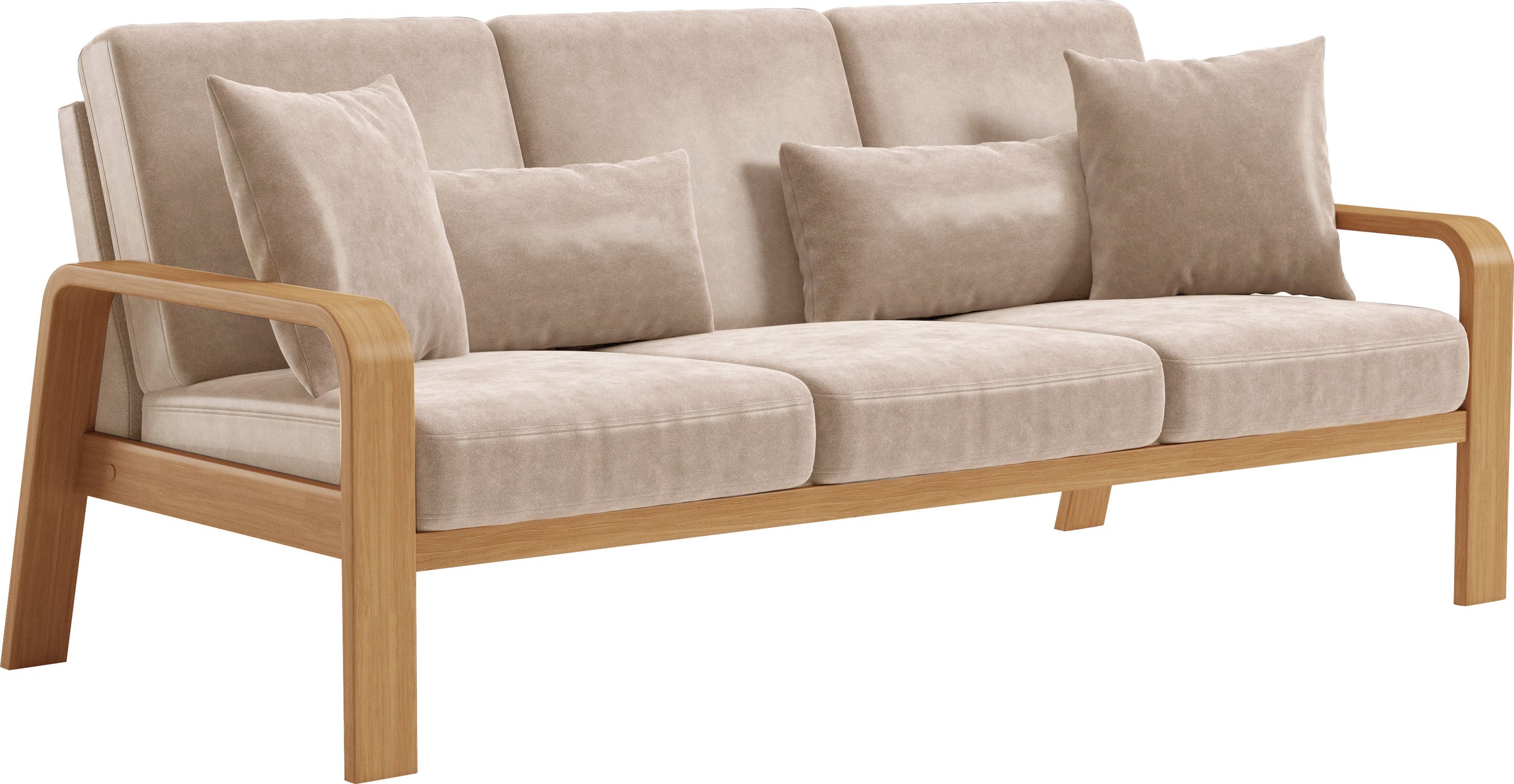 sit&more 3-Sitzer »Kolding«, Armlehnen aus eichefarbigem Buchenholz, verschiedene Bezüge und Farben